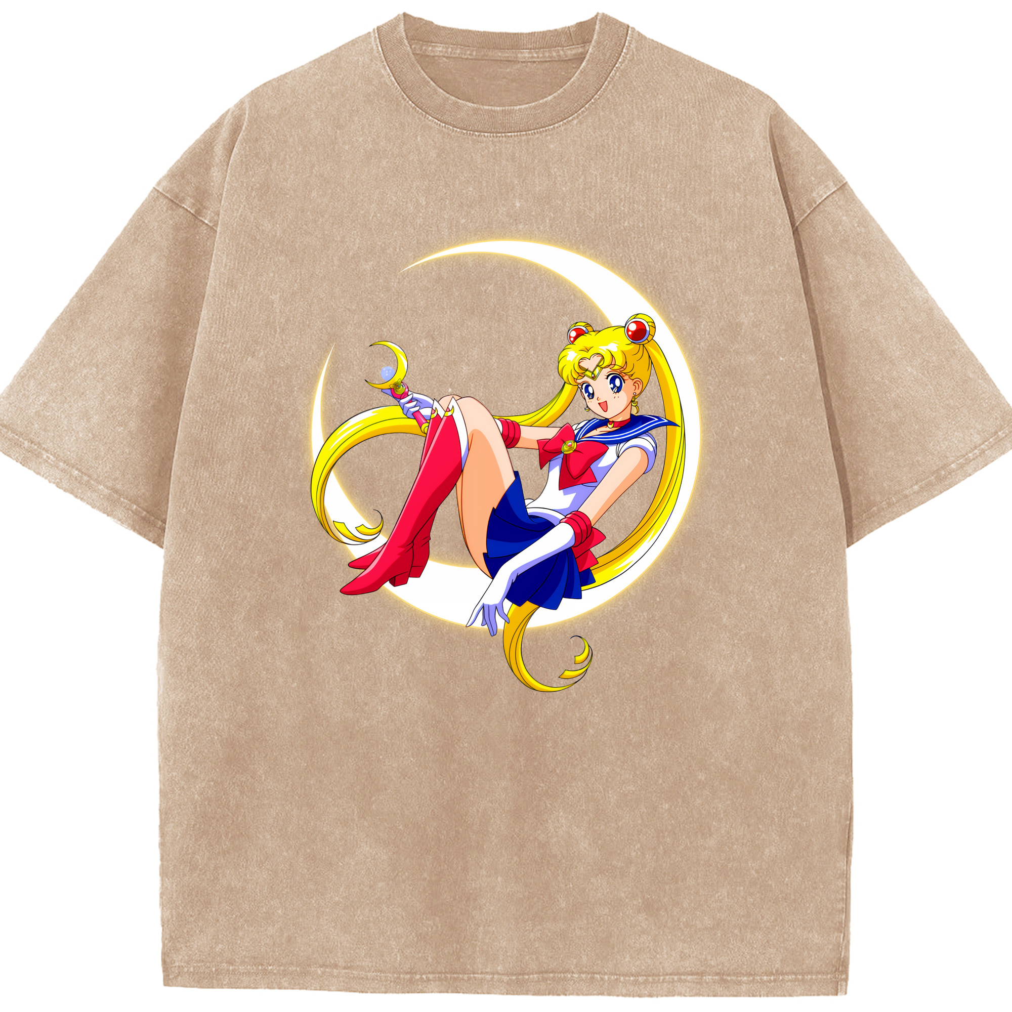 （画像用） 美少女戦士セーラームーン 月野 うさぎ つきの うさぎ Sailor Moon Tsukino Usagi 綿100% ヴィンテージ風 半袖Tシャツ（フロントプリント）