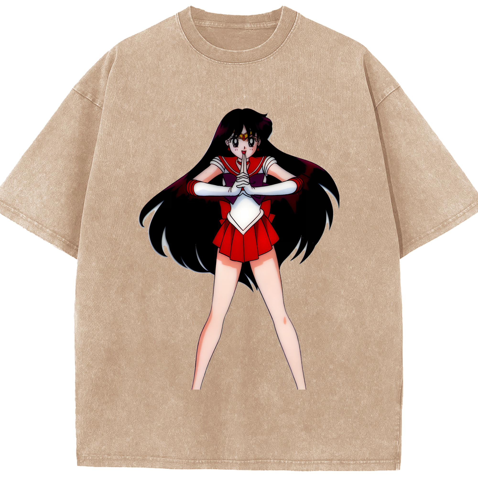 （画像用） 美少女戦士セーラームーン 火野レイ ひの レイ Sailor Moon Hino Rei （セーラーマーズ,Sailor Mars） 綿100% ヴィンテージ風 半袖Tシャツ（フロントプリント）