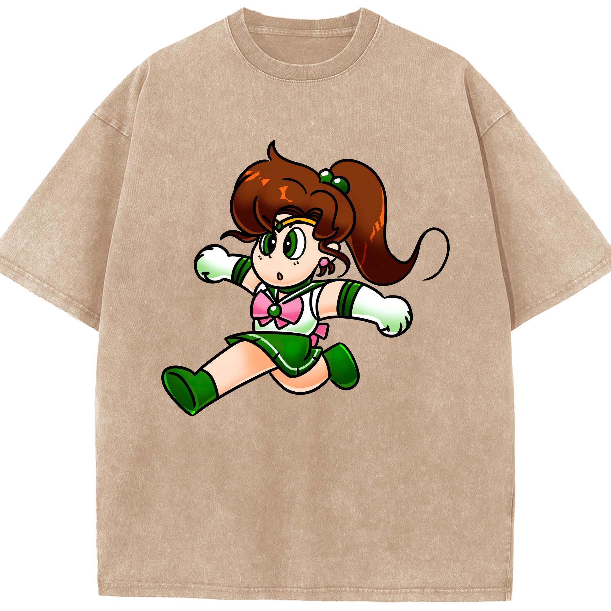 （画像用） 美少女戦士セーラームーン 木野 まこと きの まこと Sailor Moon Kino Makoto （セーラージュピター；Sailor Jupiter） 綿100% ヴィンテージ風 半袖Tシャツ（フロントプリント）