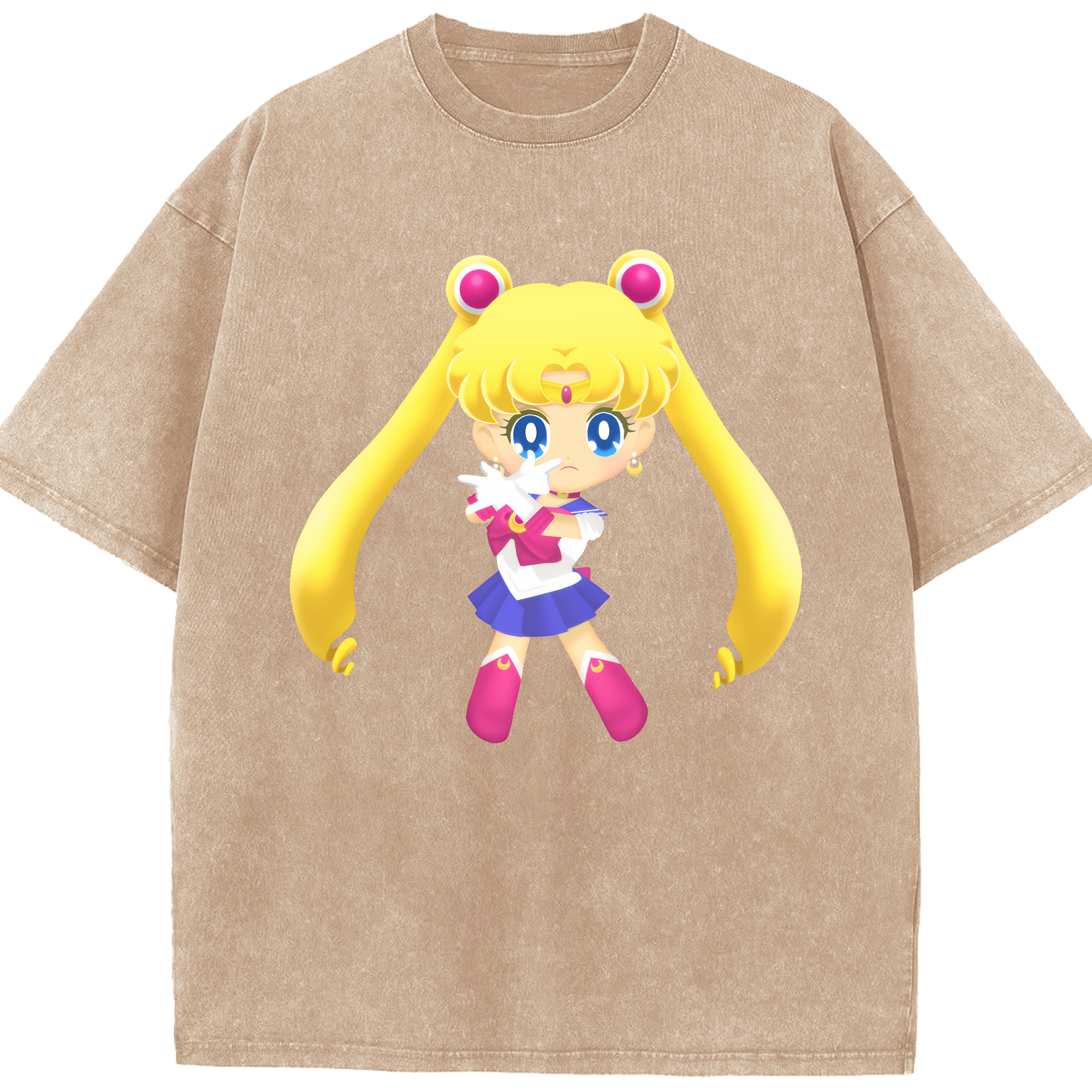 （画像用） 美少女戦士セーラームーン 月野 うさぎ つきの うさぎ Sailor Moon Tsukino Usagi 綿100% ヴィンテージ風 半袖Tシャツ（フロントプリント）