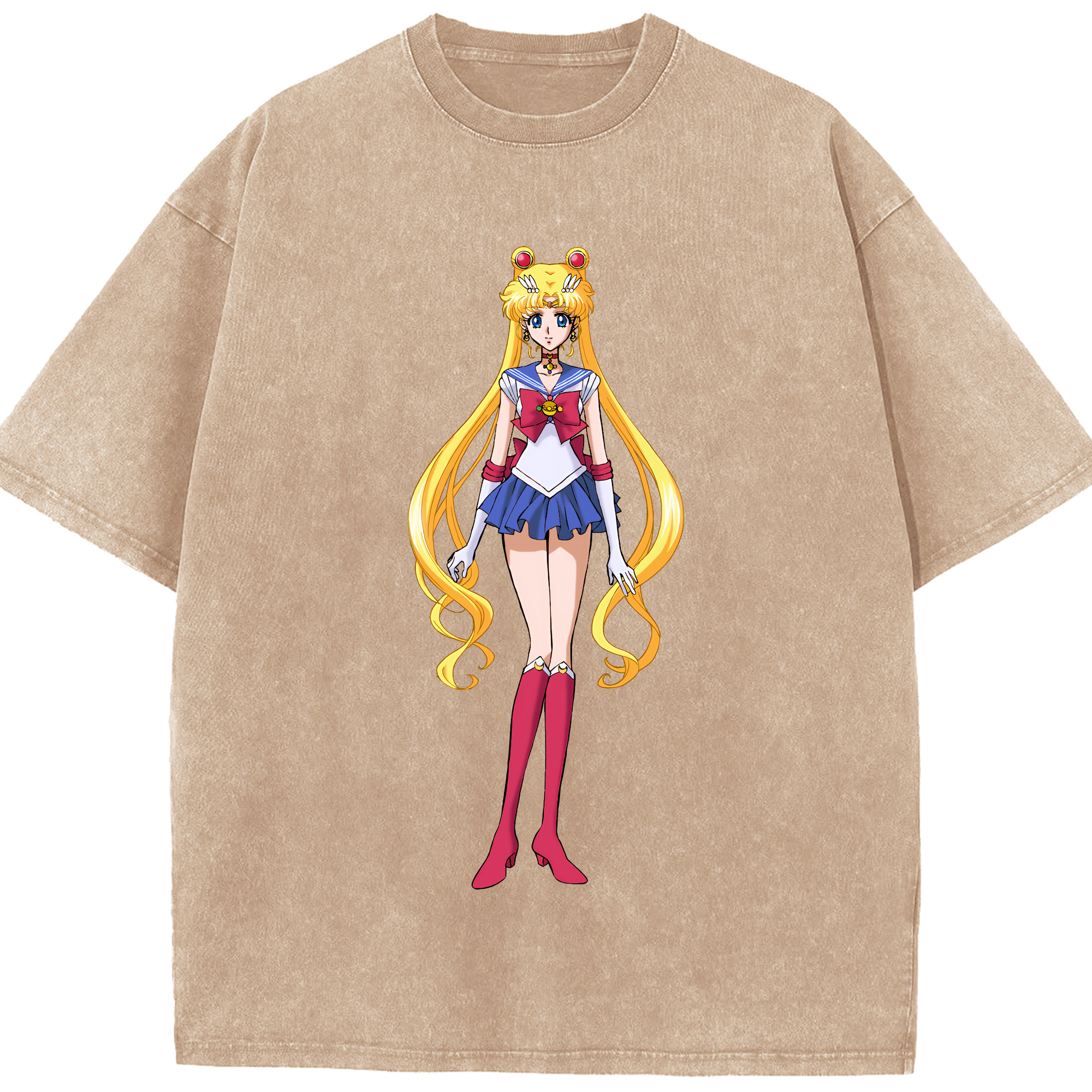 （画像用） 美少女戦士セーラームーン 月野 うさぎ つきの うさぎ Sailor Moon Tsukino Usagi 綿100% ヴィンテージ風 半袖Tシャツ（フロントプリント）