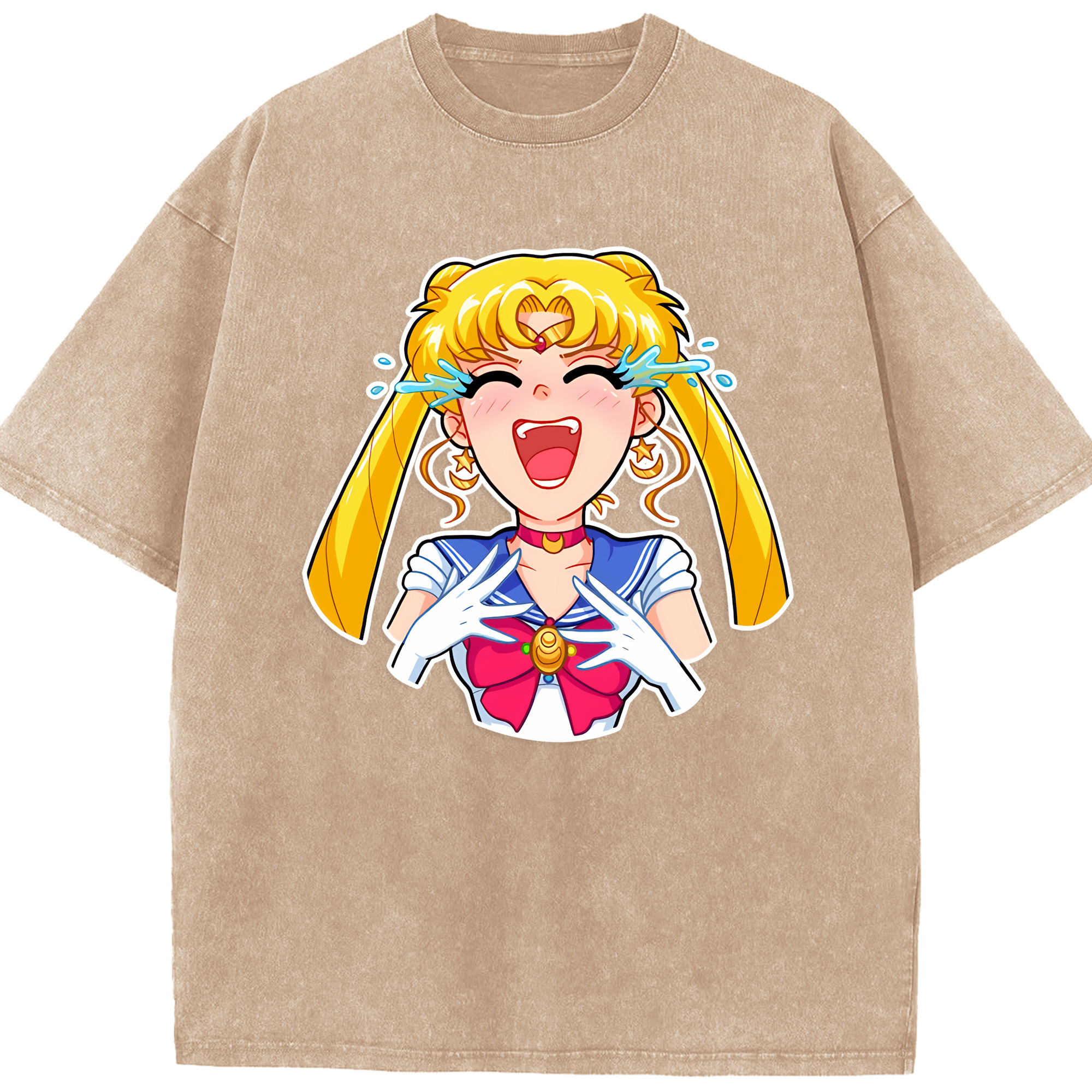 （画像用） 美少女戦士セーラームーン 月野 うさぎ つきの うさぎ Sailor Moon Tsukino Usagi 綿100% ヴィンテージ風 半袖Tシャツ（フロントプリント）