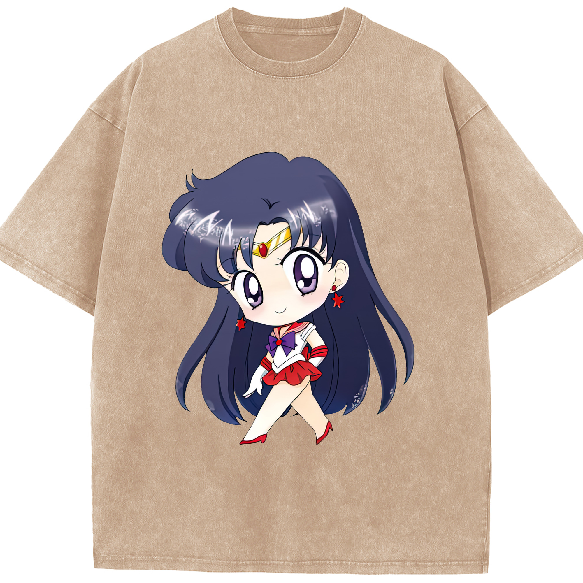（画像用） 美少女戦士セーラームーン 火野レイ ひの レイ Sailor Moon Hino Rei （セーラーマーズ,Sailor Mars） 綿100% ヴィンテージ風 半袖Tシャツ（フロントプリント）