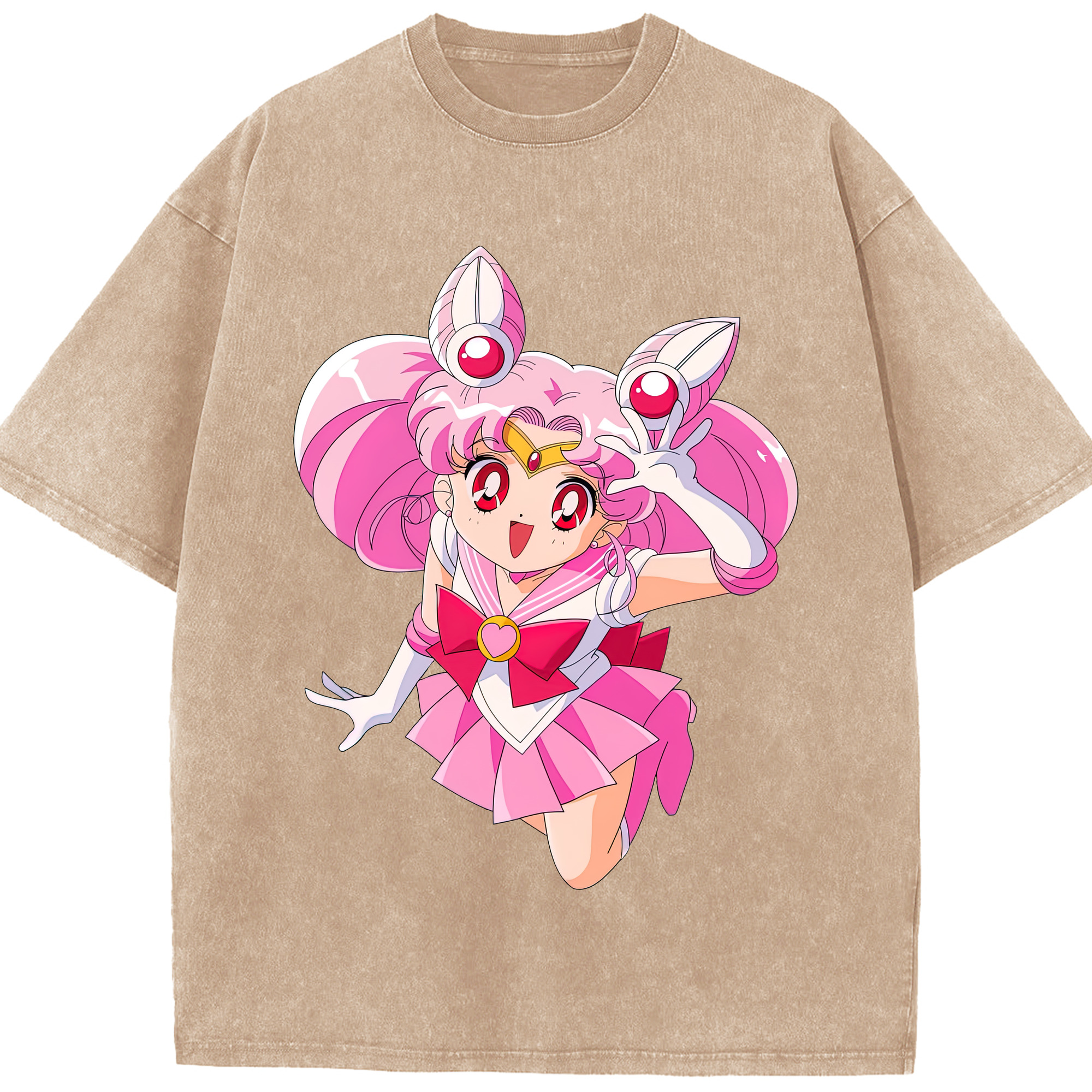 （画像用） 美少女戦士セーラームーン ちびうさ Sailor Moon Chibiusa Tsukino Usagi Small Lady Serenity 綿100% ヴィンテージ風 半袖Tシャツ（フロントプリント）