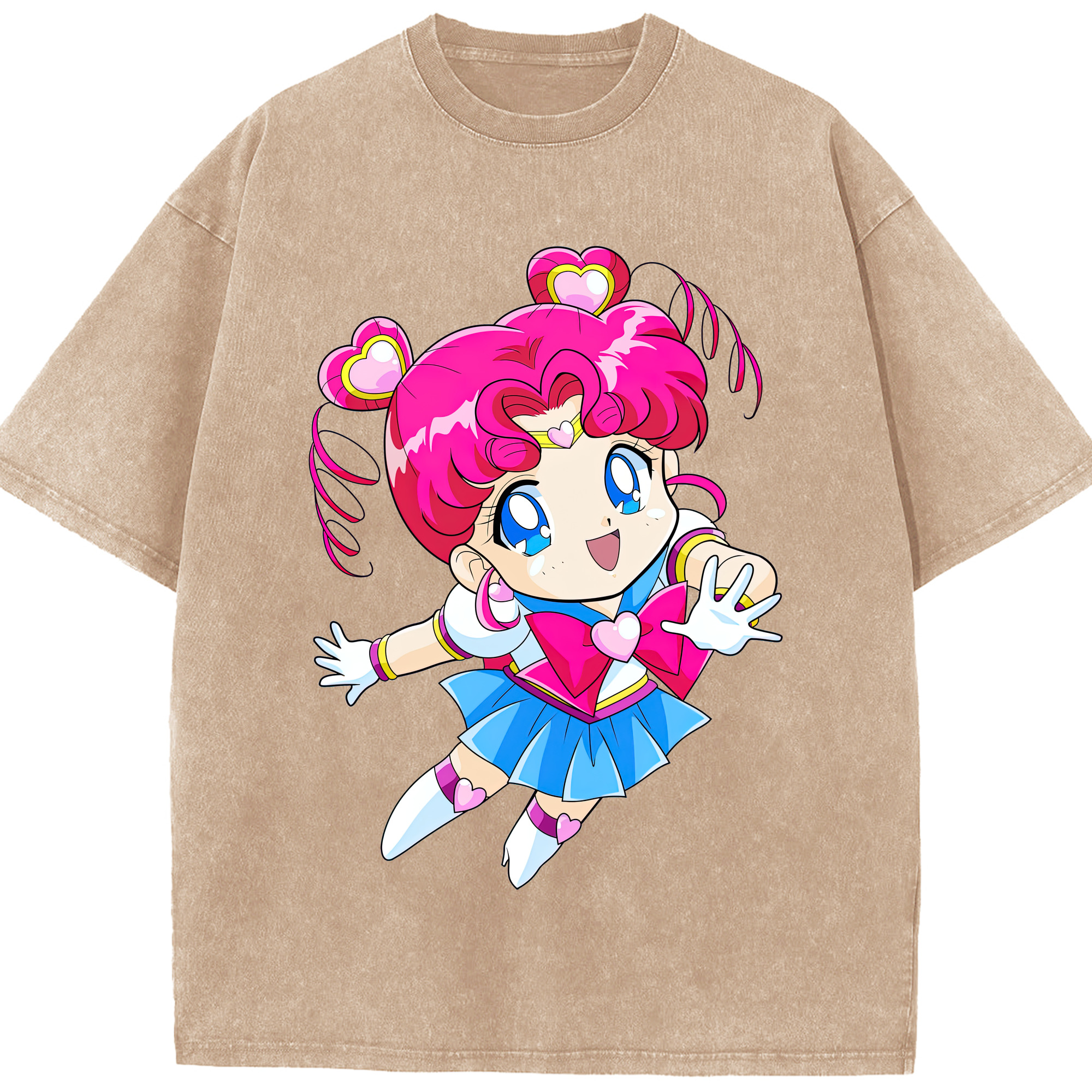 （画像用） 美少女戦士セーラームーン ちびうさ Sailor Moon Chibiusa Tsukino Usagi Small Lady Serenity 綿100% ヴィンテージ風 半袖Tシャツ（フロントプリント）