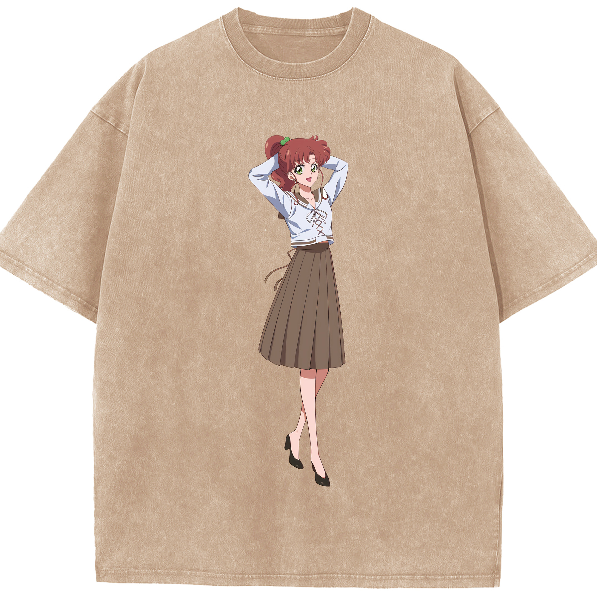 （画像用） 美少女戦士セーラームーン 木野 まこと きの まこと Sailor Moon Kino Makoto （セーラージュピター；Sailor Jupiter） 綿100% ヴィンテージ風 半袖Tシャツ（フロントプリント）