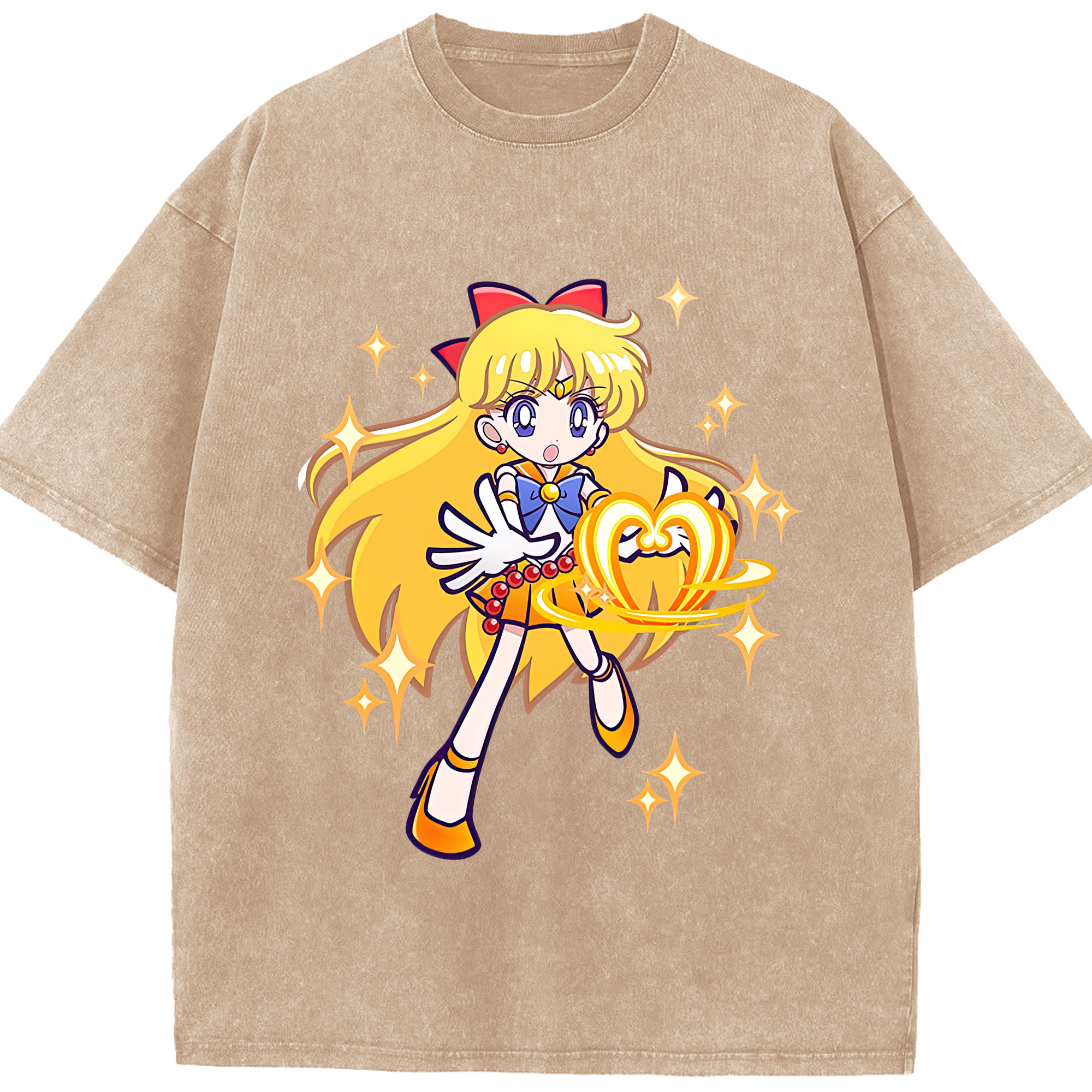 （画像用） 美少女戦士セーラームーン 愛野 美奈子 あいの みなこ Sailor Moon Aino Minako 綿100% ヴィンテージ風 半袖Tシャツ（フロントプリント）
