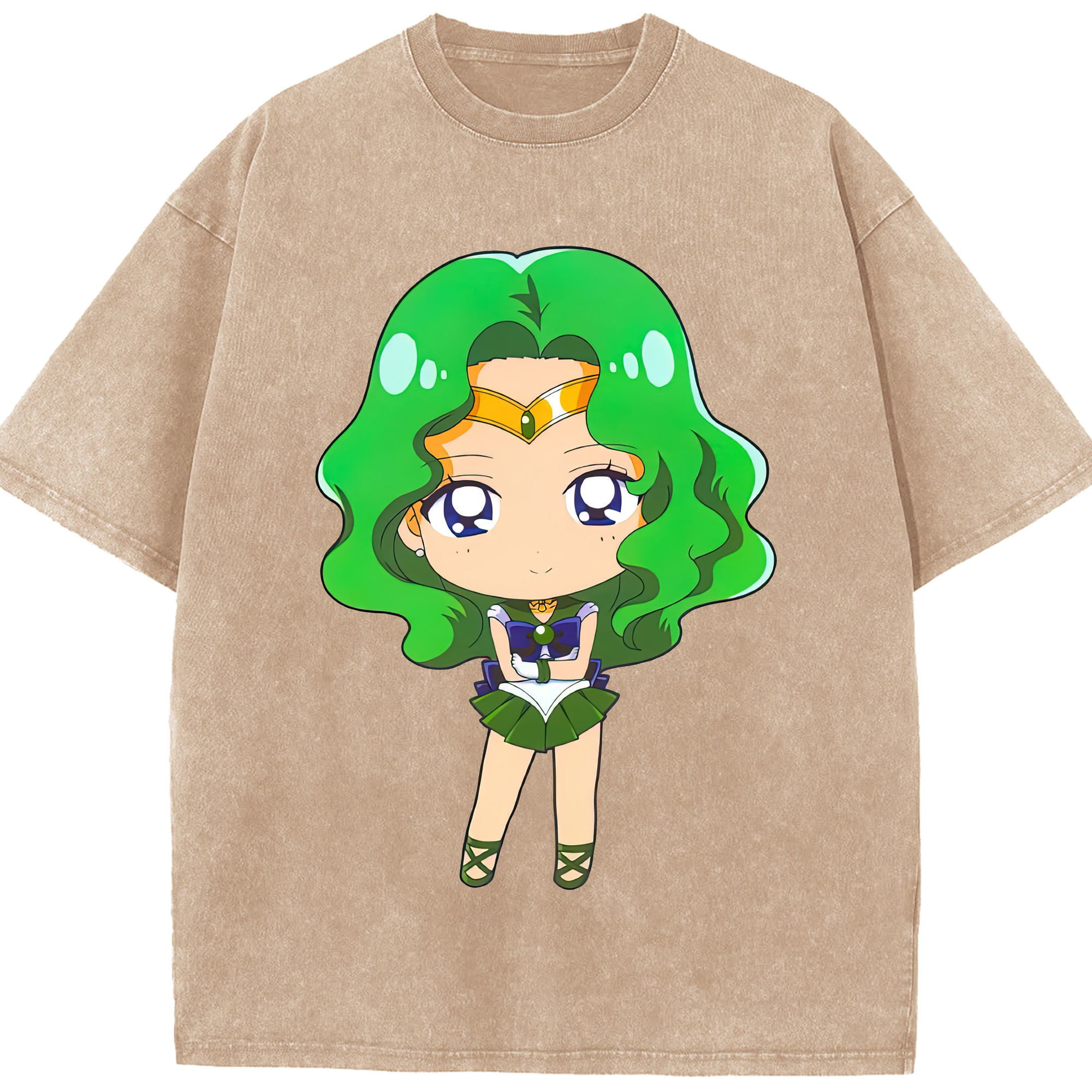 （画像用） 美少女戦士セーラームーン 海王 みちる（かいおう みちる） Sailor Moon Kaiou Michiru 綿100% ヴィンテージ風 半袖Tシャツ（フロントプリント）