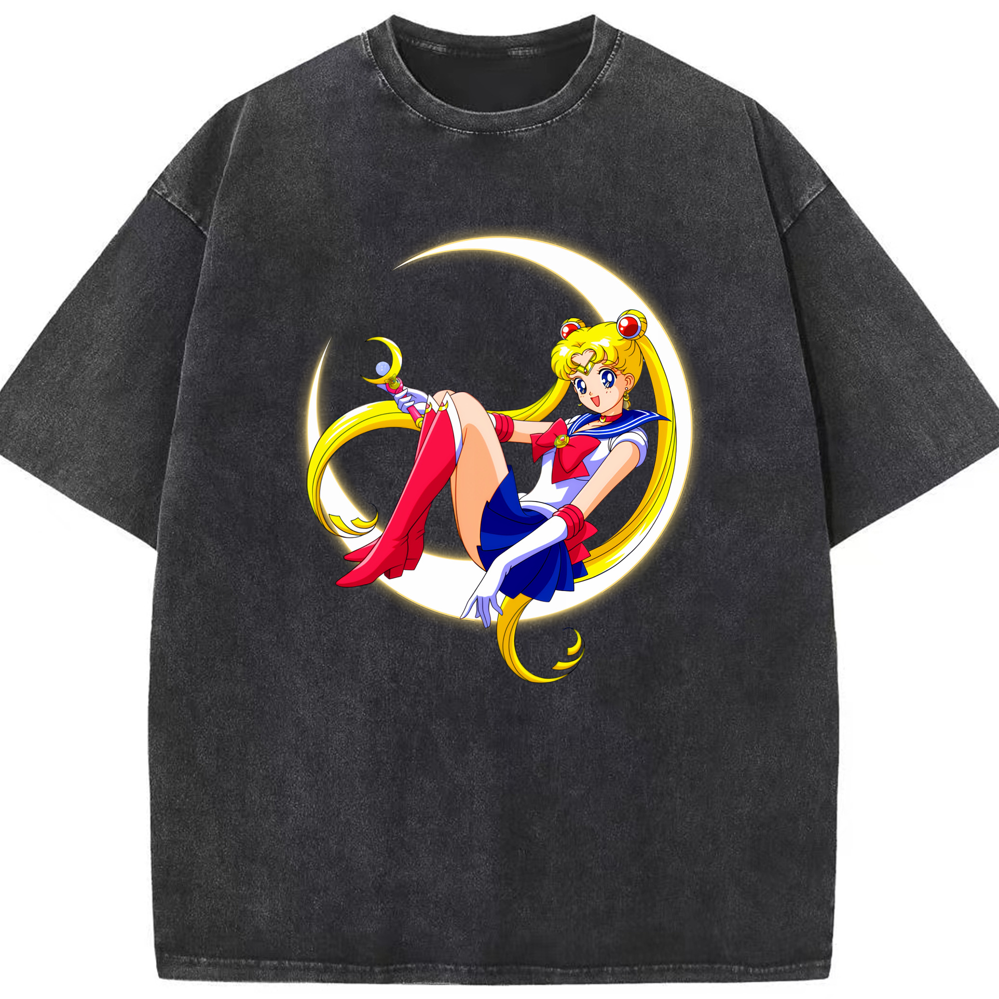 （画像用） 美少女戦士セーラームーン 月野 うさぎ つきの うさぎ Sailor Moon Tsukino Usagi 綿100% ヴィンテージ風 半袖Tシャツ（フロントプリント）