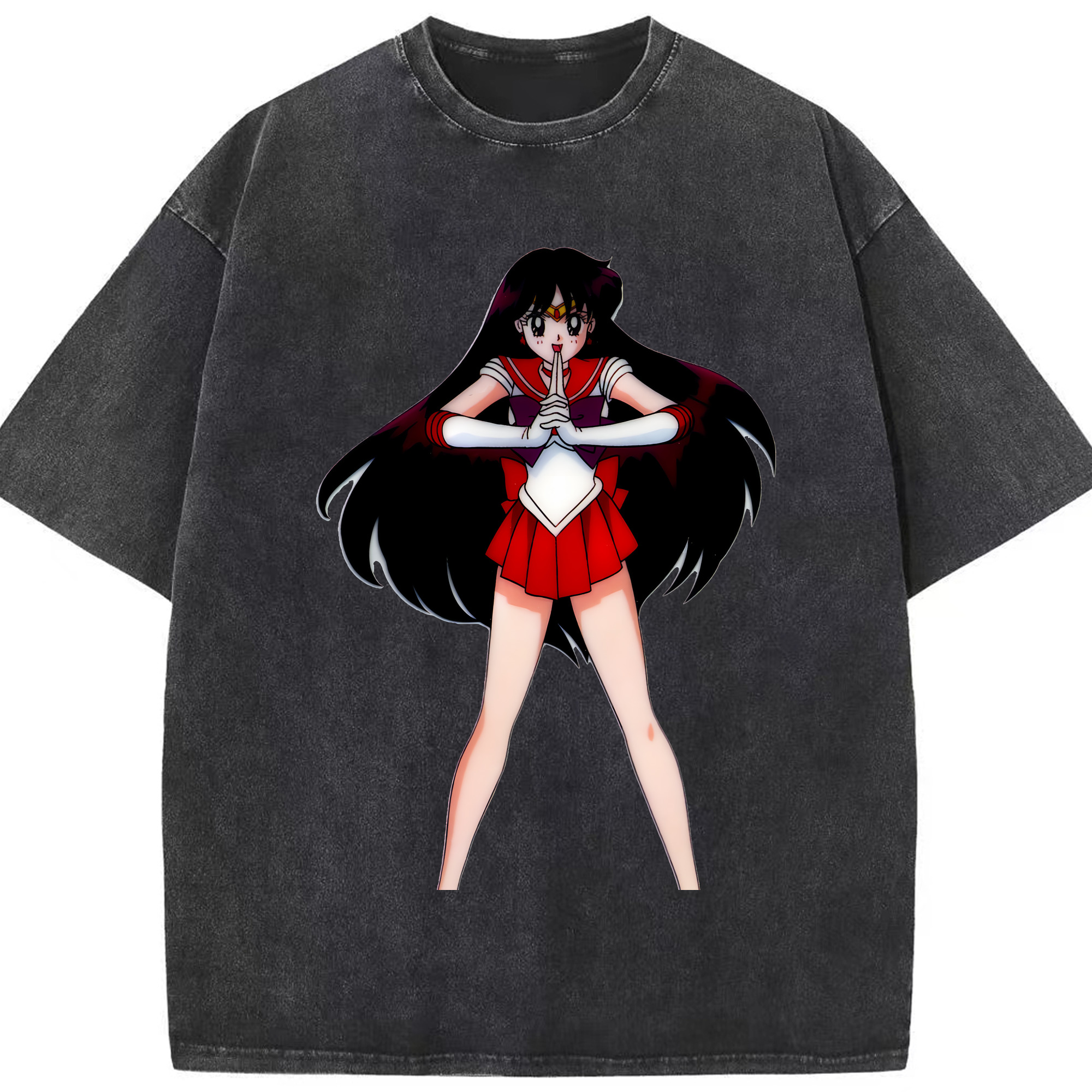 （画像用） 美少女戦士セーラームーン 火野レイ ひの レイ Sailor Moon Hino Rei （セーラーマーズ,Sailor Mars） 綿100% ヴィンテージ風 半袖Tシャツ（フロントプリント）