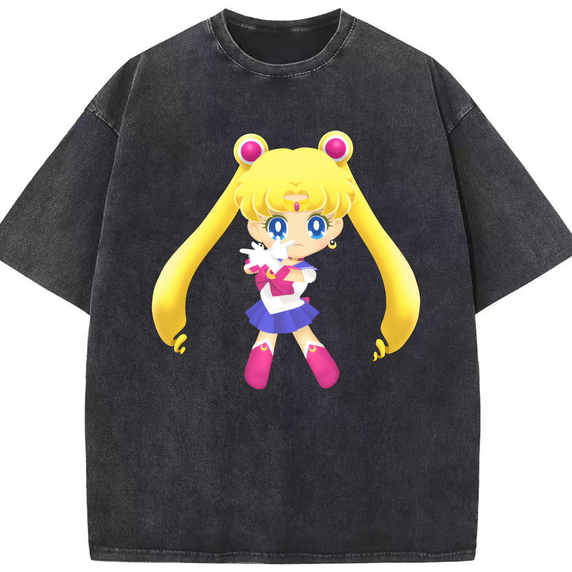（画像用） 美少女戦士セーラームーン 月野 うさぎ つきの うさぎ Sailor Moon Tsukino Usagi 綿100% ヴィンテージ風 半袖Tシャツ（フロントプリント）