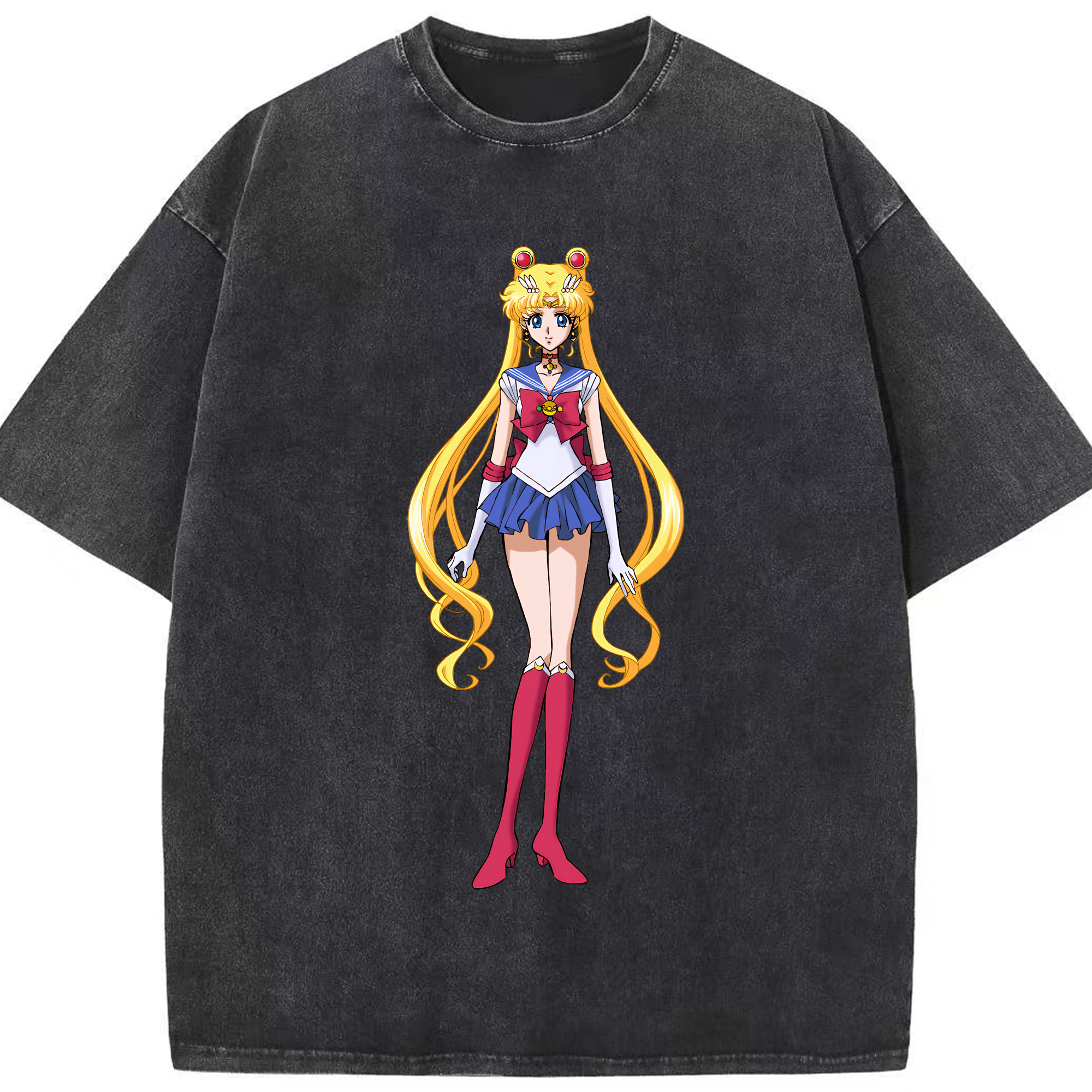 （画像用） 美少女戦士セーラームーン 月野 うさぎ つきの うさぎ Sailor Moon Tsukino Usagi 綿100% ヴィンテージ風 半袖Tシャツ（フロントプリント）