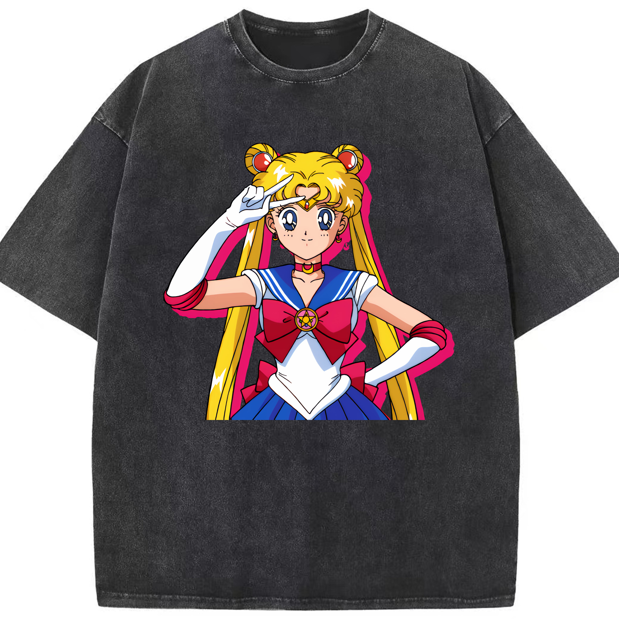 （画像用） 美少女戦士セーラームーン 月野 うさぎ つきの うさぎ Sailor Moon Tsukino Usagi 綿100% ヴィンテージ風 半袖Tシャツ（フロントプリント）