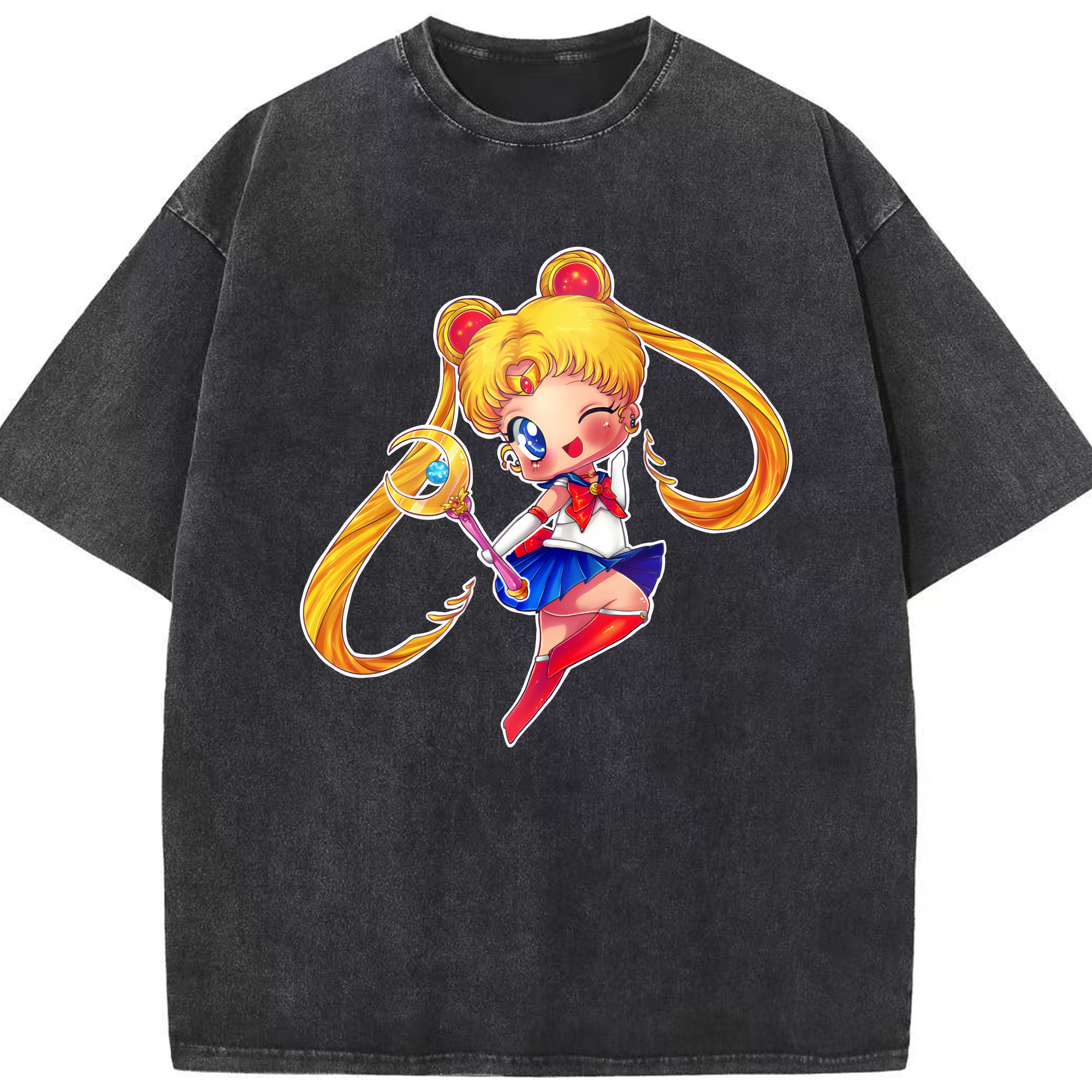 （画像用） 美少女戦士セーラームーン 月野 うさぎ つきの うさぎ Sailor Moon Tsukino Usagi 綿100% ヴィンテージ風 半袖Tシャツ（フロントプリント）