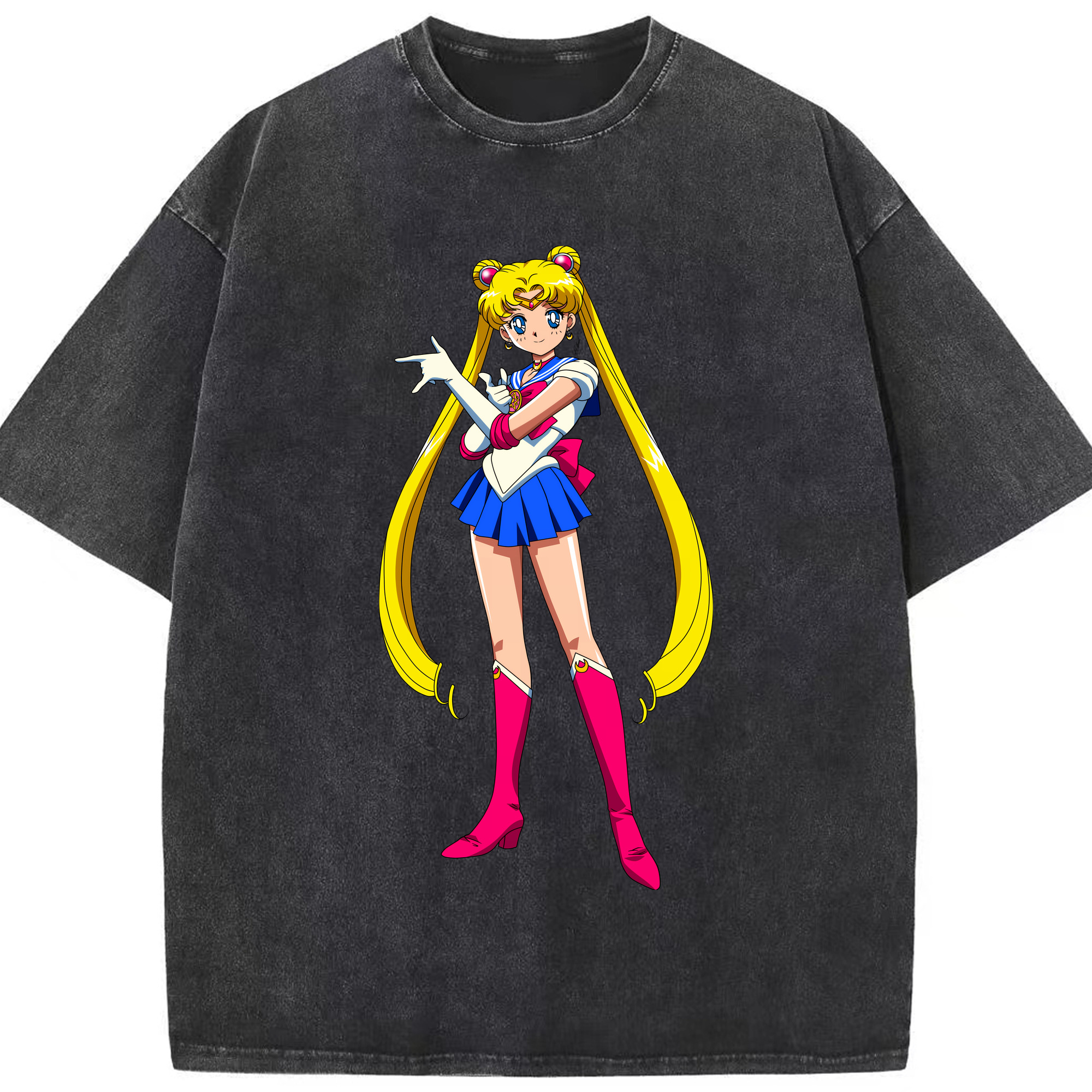 （画像用） 美少女戦士セーラームーン 月野 うさぎ つきの うさぎ Sailor Moon Tsukino Usagi 綿100% ヴィンテージ風 半袖Tシャツ（フロントプリント）