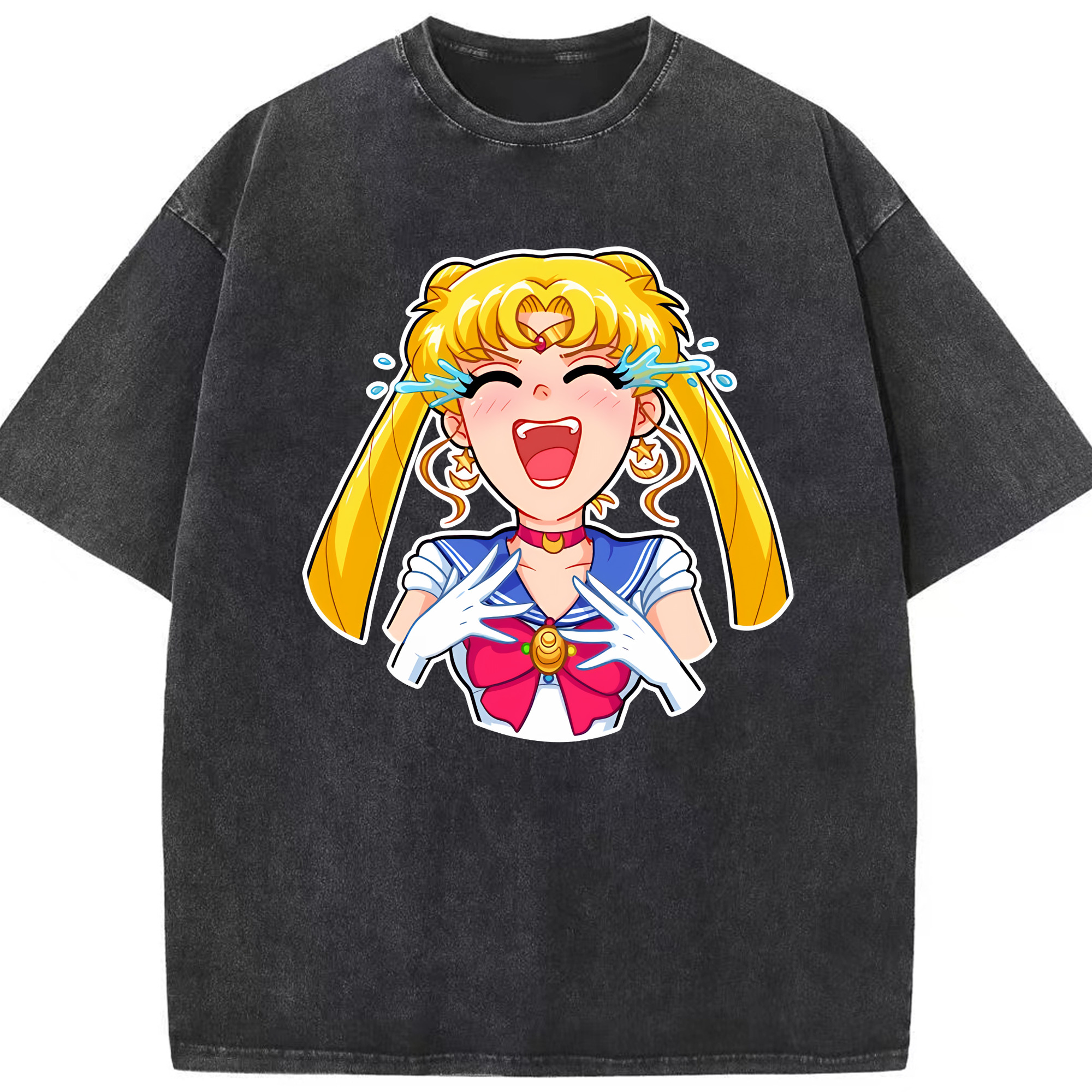（画像用） 美少女戦士セーラームーン 月野 うさぎ つきの うさぎ Sailor Moon Tsukino Usagi 綿100% ヴィンテージ風 半袖Tシャツ（フロントプリント）