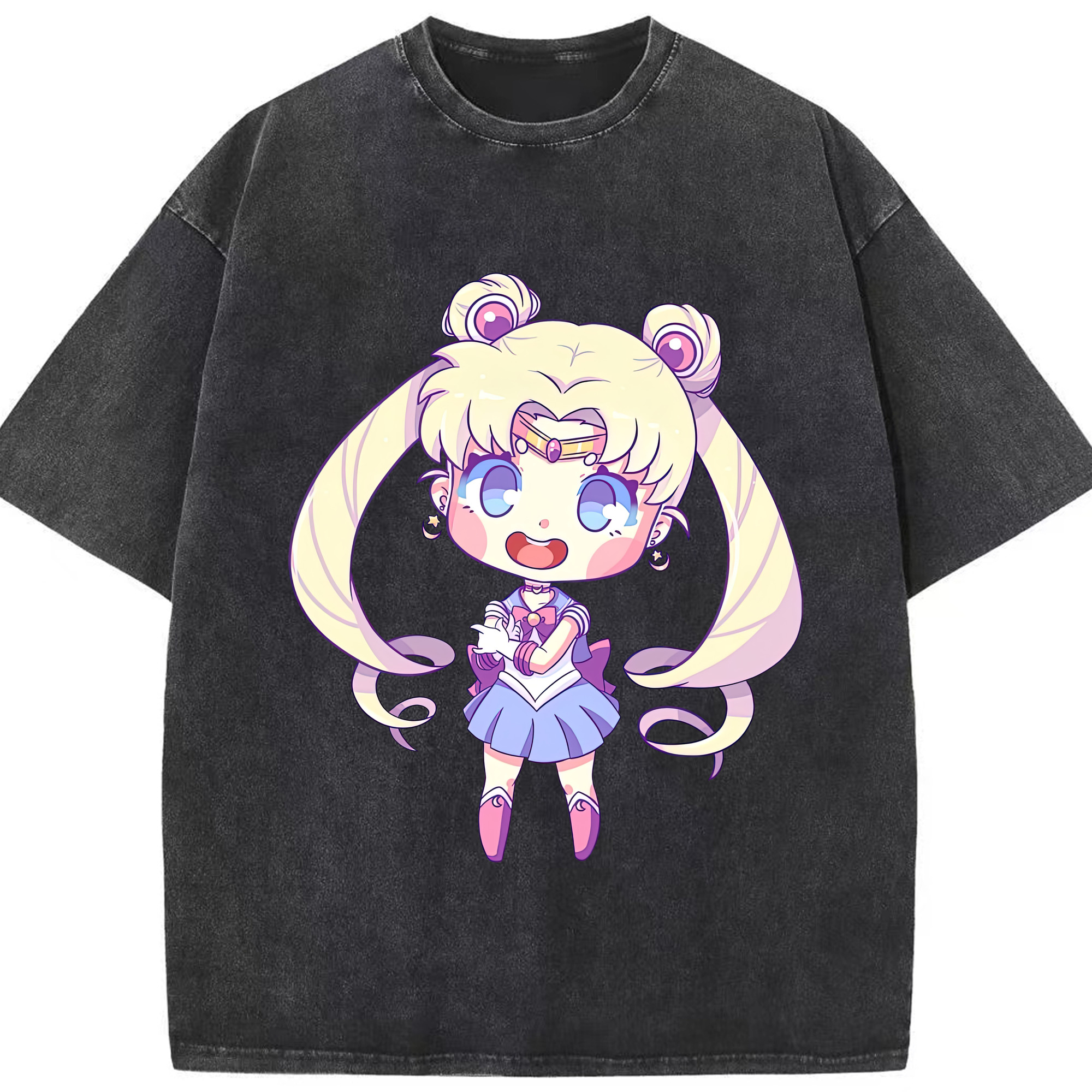 （画像用） 美少女戦士セーラームーン 月野 うさぎ つきの うさぎ Sailor Moon Tsukino Usagi 綿100% ヴィンテージ風 半袖Tシャツ（フロントプリント）