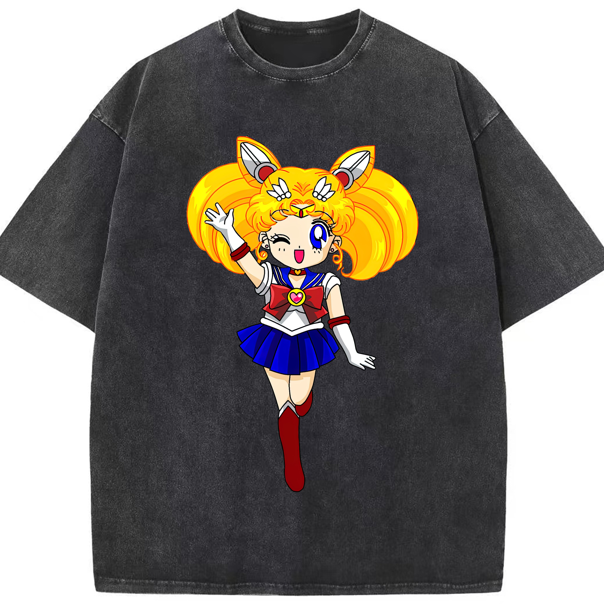 （画像用） 美少女戦士セーラームーン 月野 うさぎ つきの うさぎ Sailor Moon Tsukino Usagi 綿100% ヴィンテージ風 半袖Tシャツ（フロントプリント）
