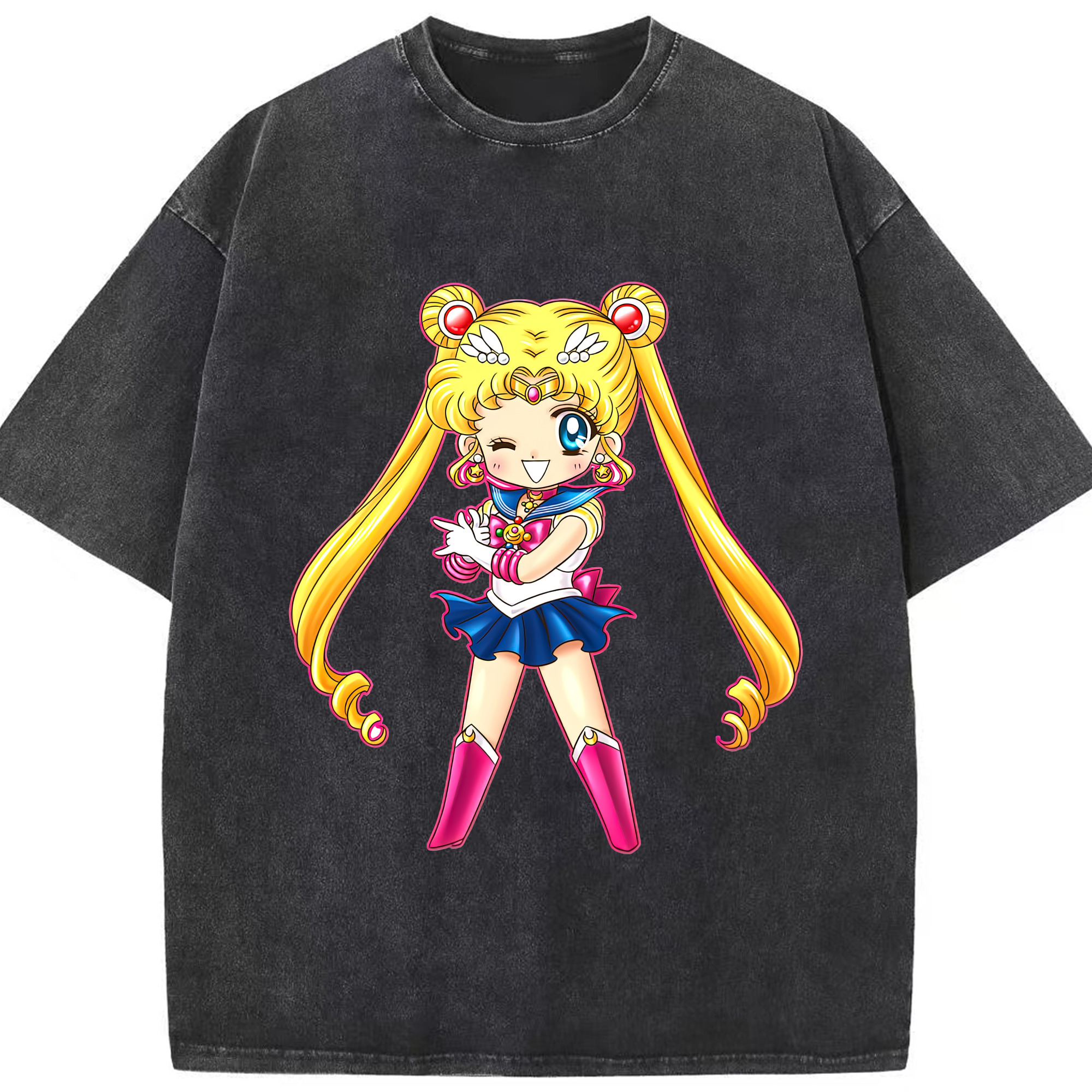 （画像用） 美少女戦士セーラームーン 月野 うさぎ つきの うさぎ Sailor Moon Tsukino Usagi 綿100% ヴィンテージ風 半袖Tシャツ（フロントプリント）