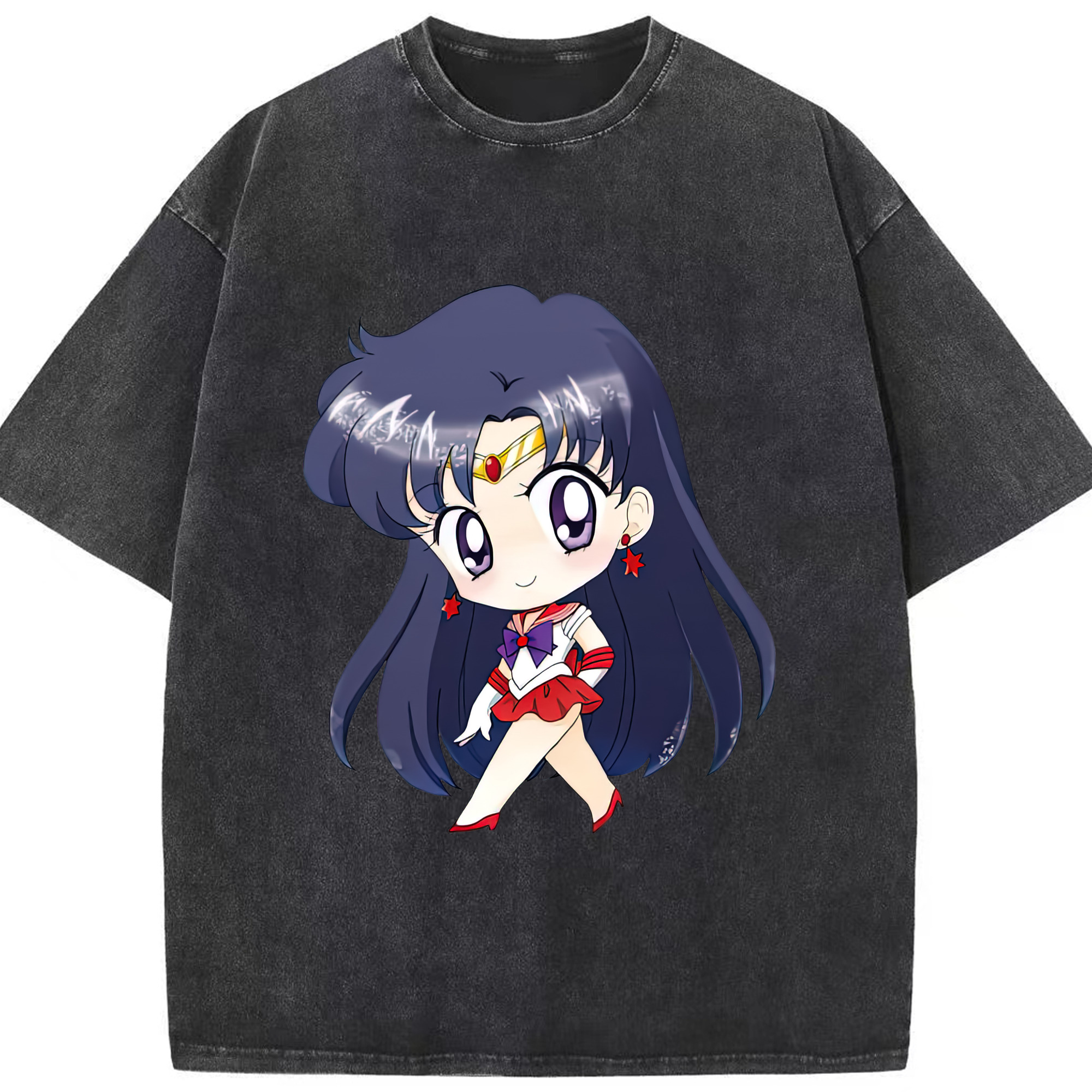 （画像用） 美少女戦士セーラームーン 火野レイ ひの レイ Sailor Moon Hino Rei （セーラーマーズ,Sailor Mars） 綿100% ヴィンテージ風 半袖Tシャツ（フロントプリント）