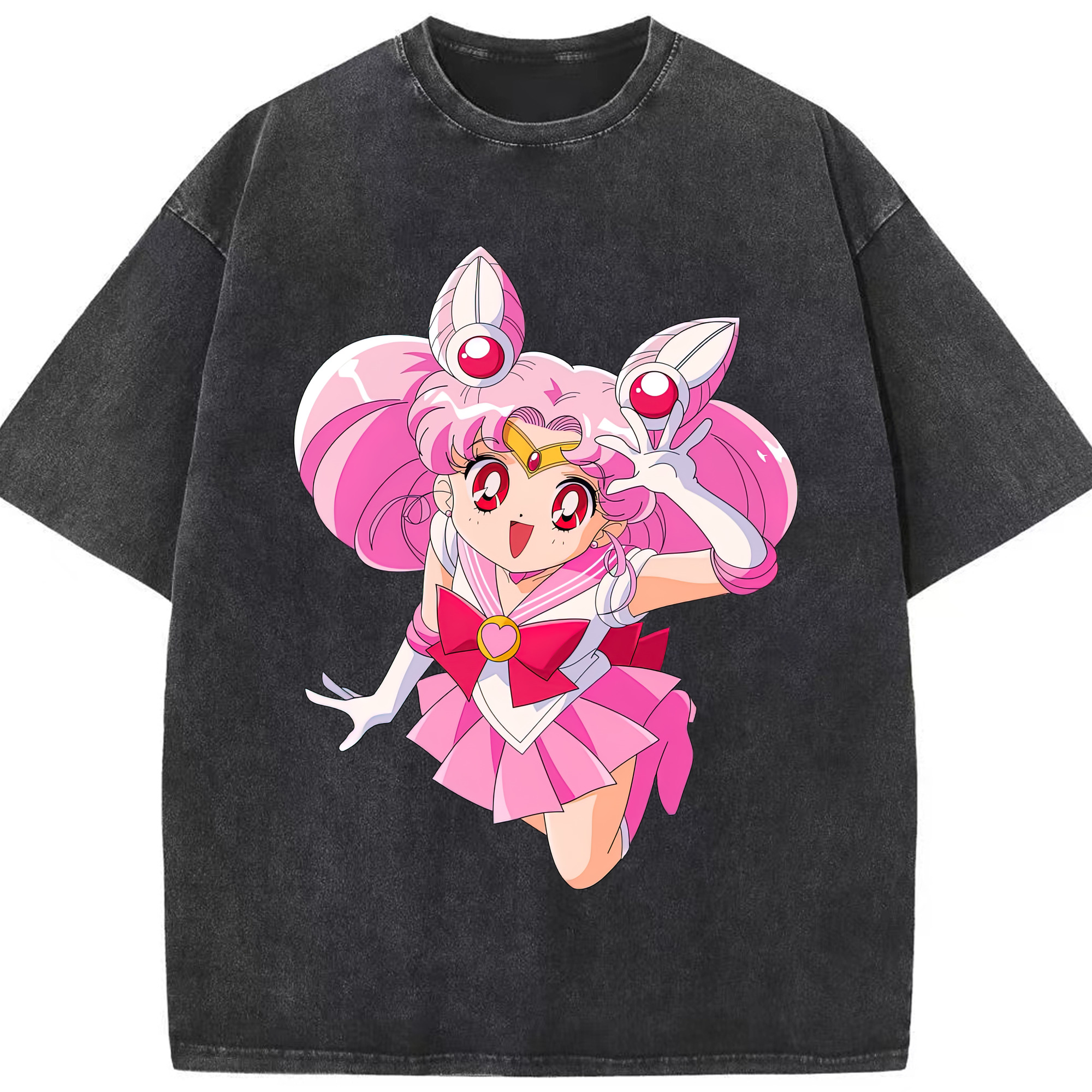 （画像用） 美少女戦士セーラームーン ちびうさ Sailor Moon Chibiusa Tsukino Usagi Small Lady Serenity 綿100% ヴィンテージ風 半袖Tシャツ（フロントプリント）