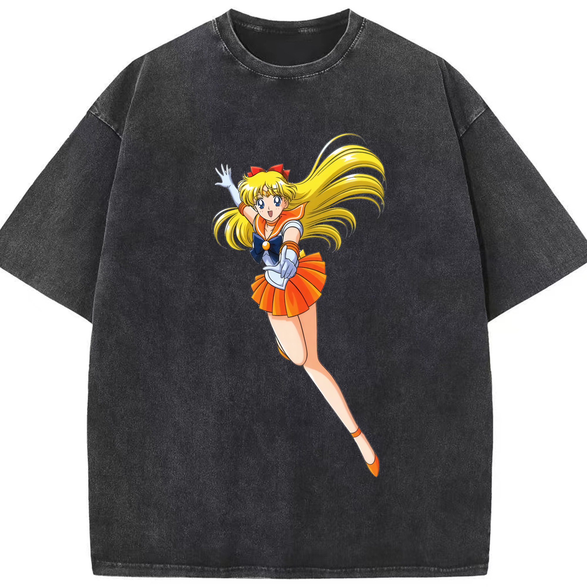 （画像用） 美少女戦士セーラームーン 愛野 美奈子 あいの みなこ Sailor Moon Aino Minako 綿100% ヴィンテージ風 半袖Tシャツ（フロントプリント）