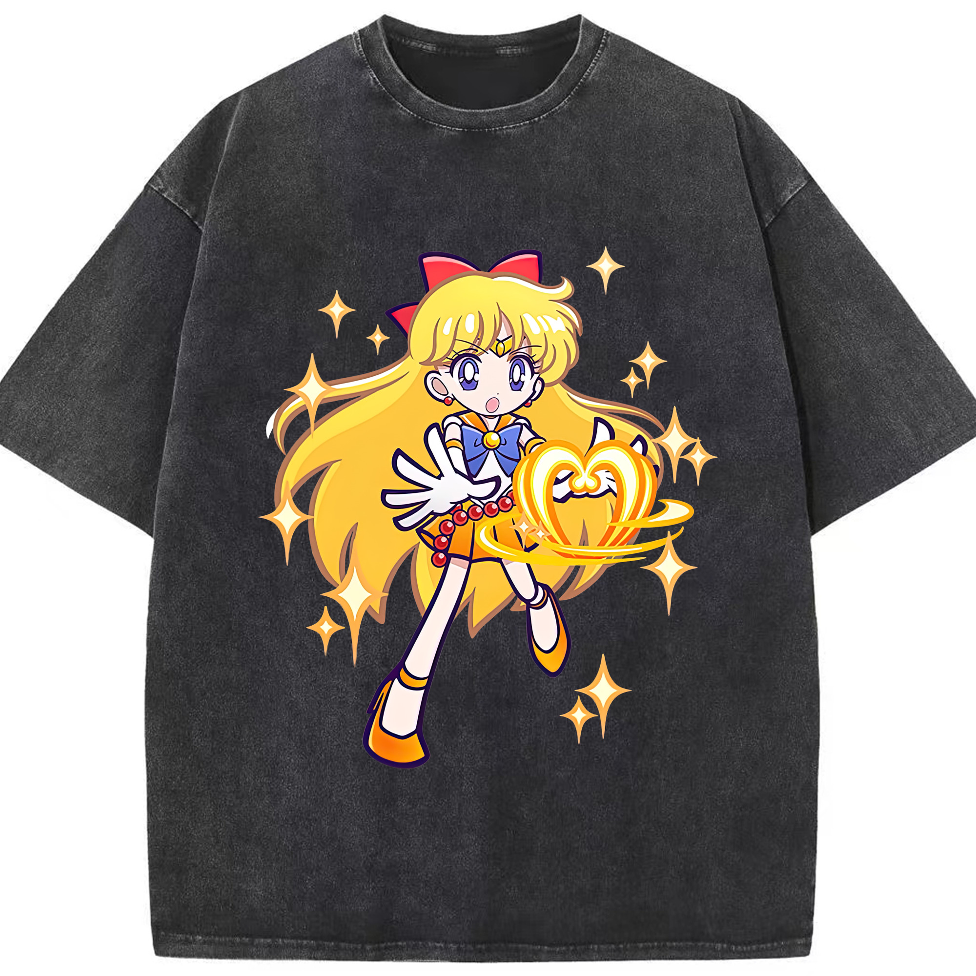 （画像用） 美少女戦士セーラームーン 愛野 美奈子 あいの みなこ Sailor Moon Aino Minako 綿100% ヴィンテージ風 半袖Tシャツ（フロントプリント）