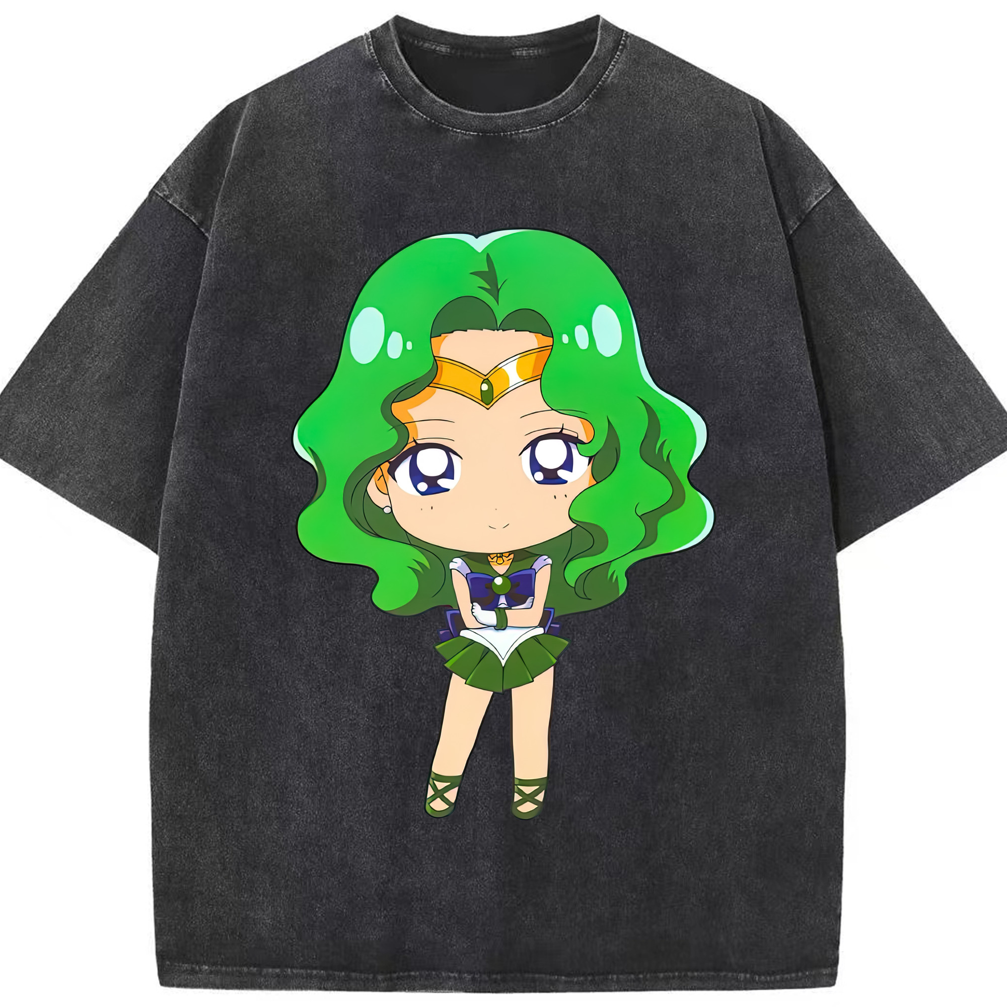 （画像用） 美少女戦士セーラームーン 海王 みちる（かいおう みちる） Sailor Moon Kaiou Michiru 綿100% ヴィンテージ風 半袖Tシャツ（フロントプリント）