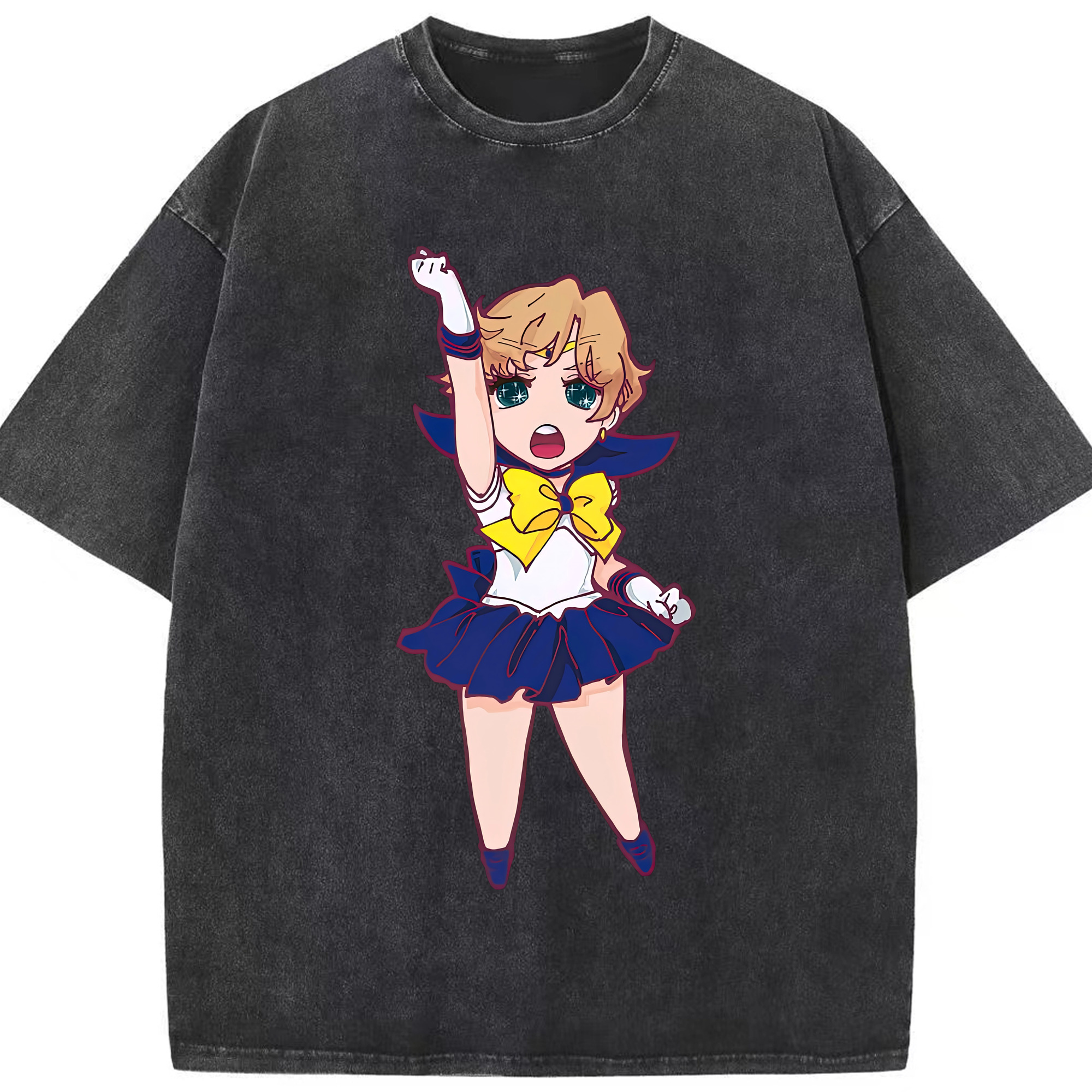 （画像用） 美少女戦士セーラームーン 天王はるか Sailor Moon Tenoh Haruka 綿100% ヴィンテージ風 半袖Tシャツ（フロントプリント）