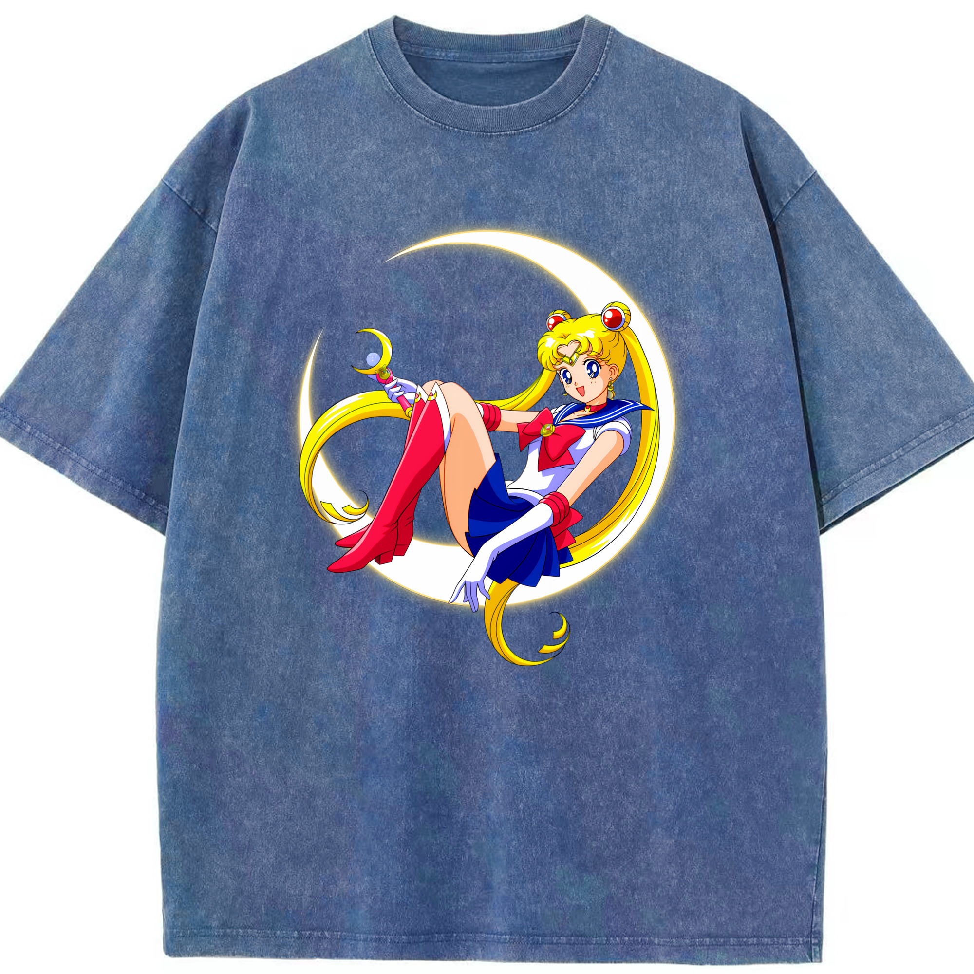 （画像用） 美少女戦士セーラームーン 月野 うさぎ つきの うさぎ Sailor Moon Tsukino Usagi 綿100% ヴィンテージ風 半袖Tシャツ（フロントプリント）