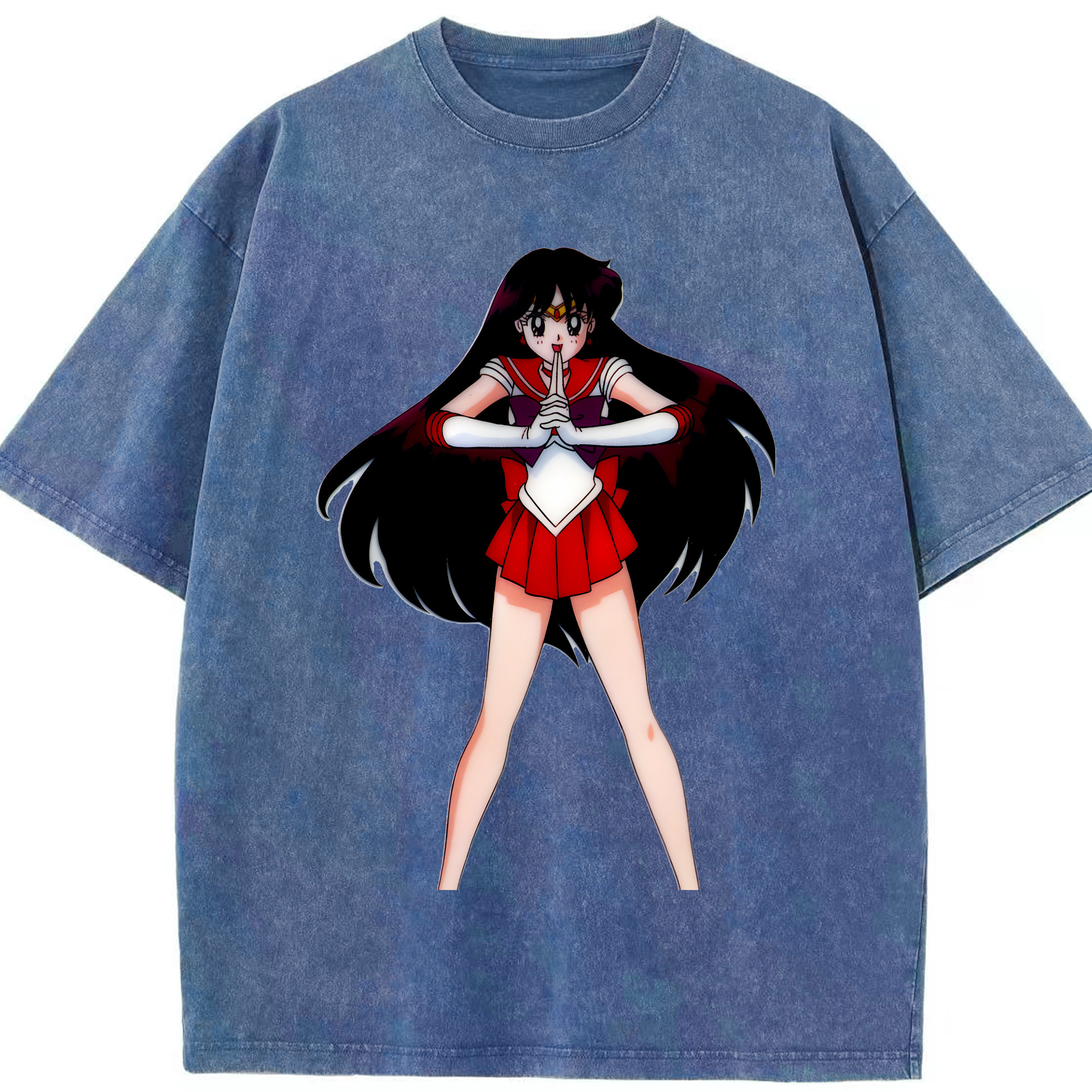 （画像用） 美少女戦士セーラームーン 火野レイ ひの レイ Sailor Moon Hino Rei （セーラーマーズ,Sailor Mars） 綿100% ヴィンテージ風 半袖Tシャツ（フロントプリント）