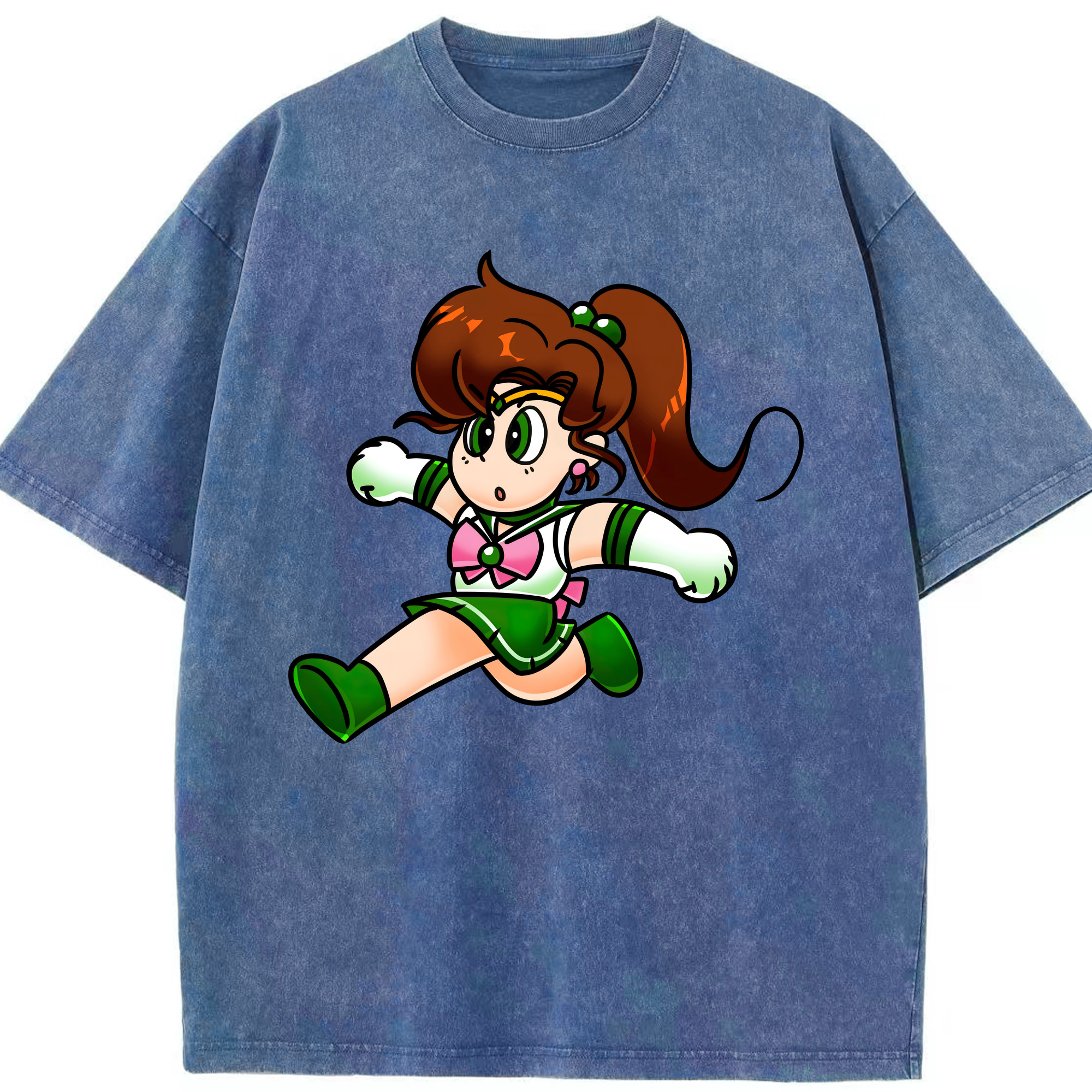 （画像用） 美少女戦士セーラームーン 木野 まこと きの まこと Sailor Moon Kino Makoto （セーラージュピター；Sailor Jupiter） 綿100% ヴィンテージ風 半袖Tシャツ（フロントプリント）