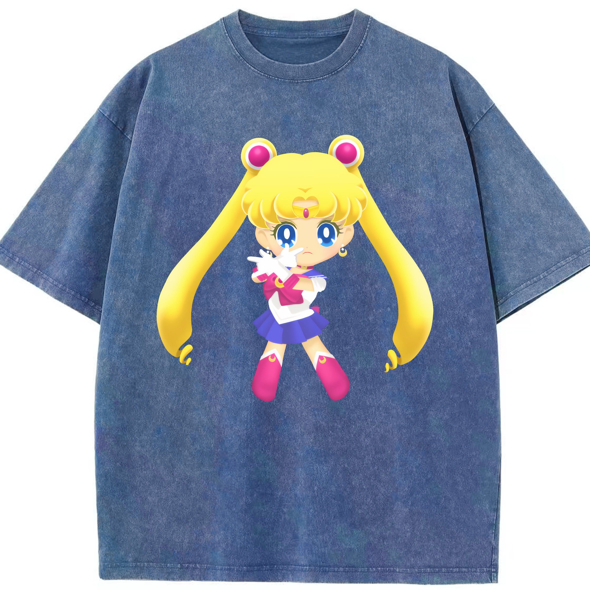 （画像用） 美少女戦士セーラームーン 月野 うさぎ つきの うさぎ Sailor Moon Tsukino Usagi 綿100% ヴィンテージ風 半袖Tシャツ（フロントプリント）