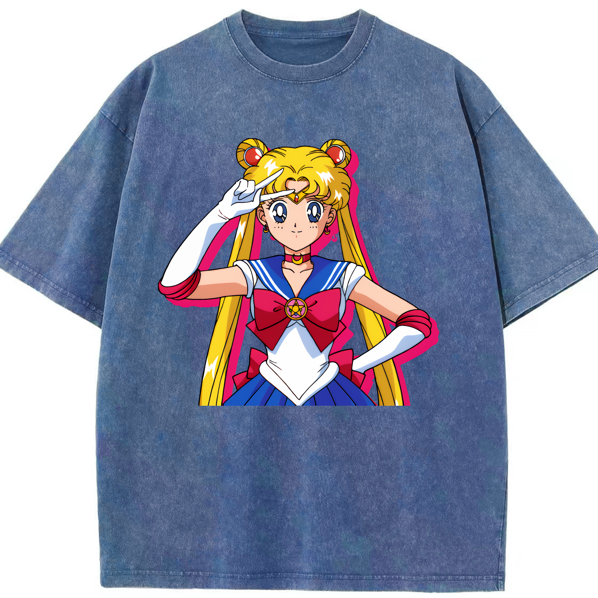 （画像用） 美少女戦士セーラームーン 月野 うさぎ つきの うさぎ Sailor Moon Tsukino Usagi 綿100% ヴィンテージ風 半袖Tシャツ（フロントプリント）