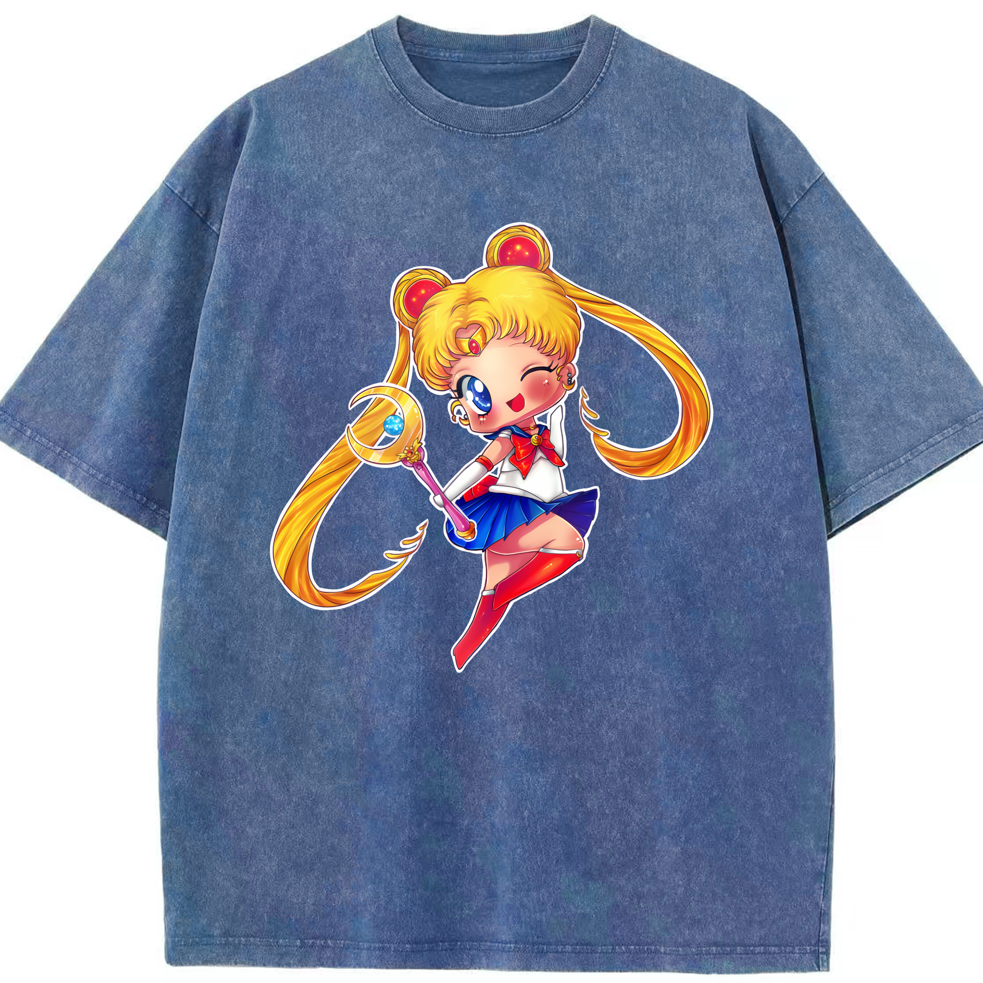 （画像用） 美少女戦士セーラームーン 月野 うさぎ つきの うさぎ Sailor Moon Tsukino Usagi 綿100% ヴィンテージ風 半袖Tシャツ（フロントプリント）