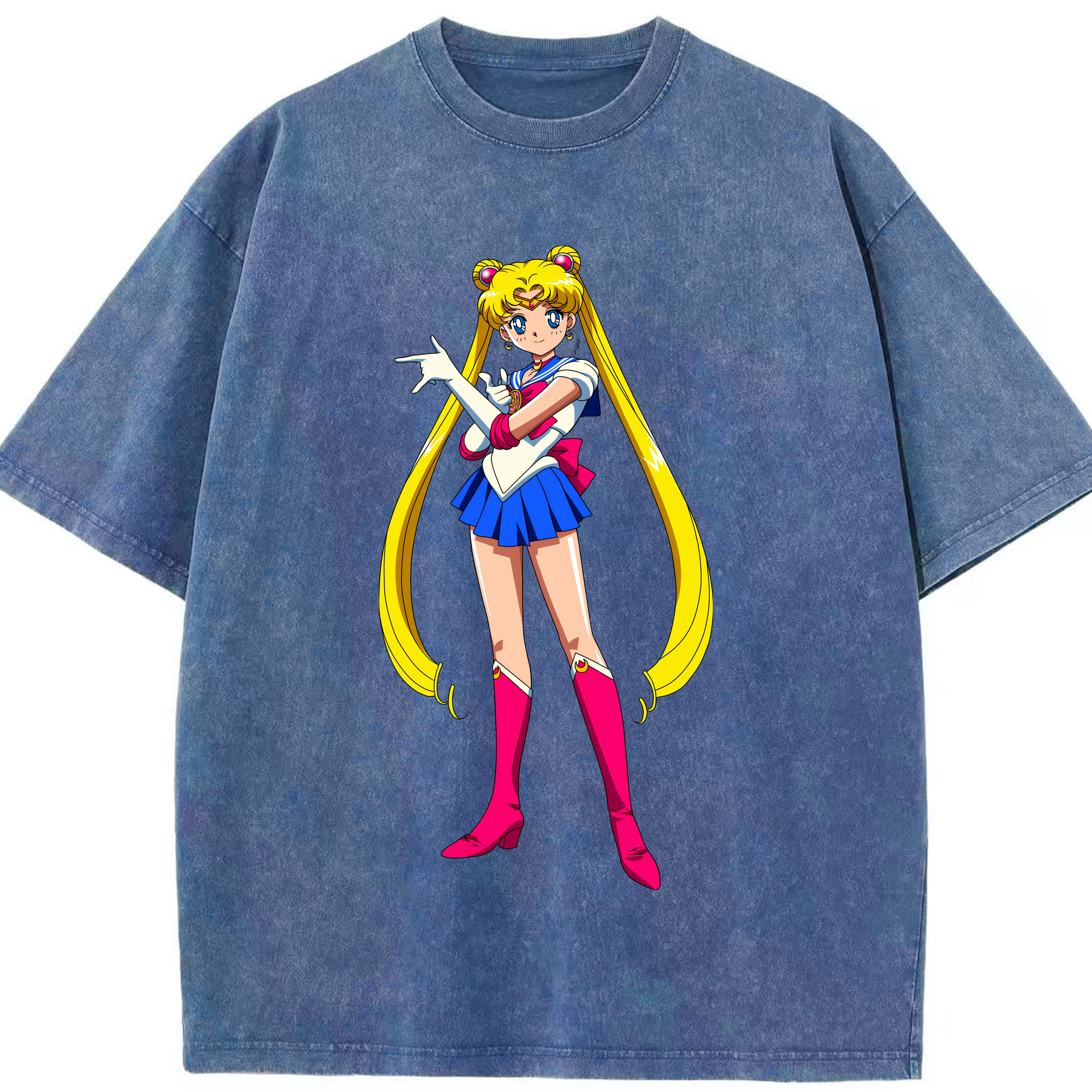 （画像用） 美少女戦士セーラームーン 月野 うさぎ つきの うさぎ Sailor Moon Tsukino Usagi 綿100% ヴィンテージ風 半袖Tシャツ（フロントプリント）