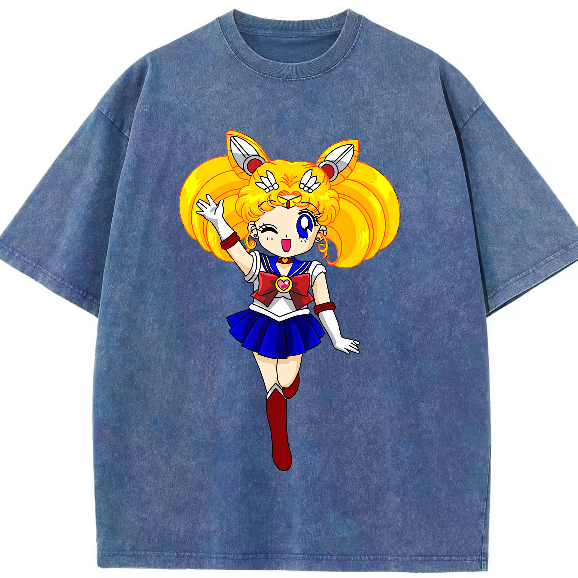 （画像用） 美少女戦士セーラームーン 月野 うさぎ つきの うさぎ Sailor Moon Tsukino Usagi 綿100% ヴィンテージ風 半袖Tシャツ（フロントプリント）