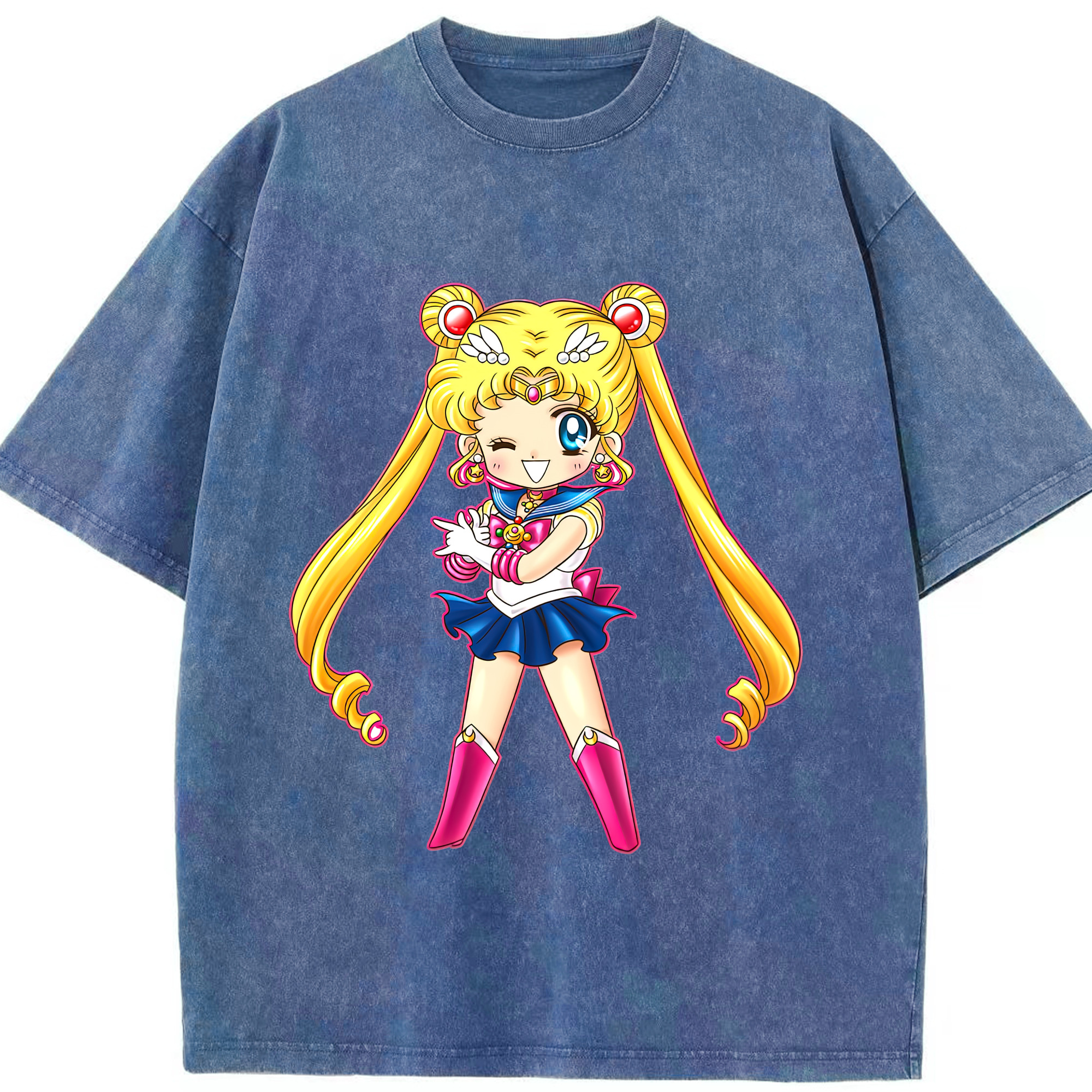 （画像用） 美少女戦士セーラームーン 月野 うさぎ つきの うさぎ Sailor Moon Tsukino Usagi 綿100% ヴィンテージ風 半袖Tシャツ（フロントプリント）