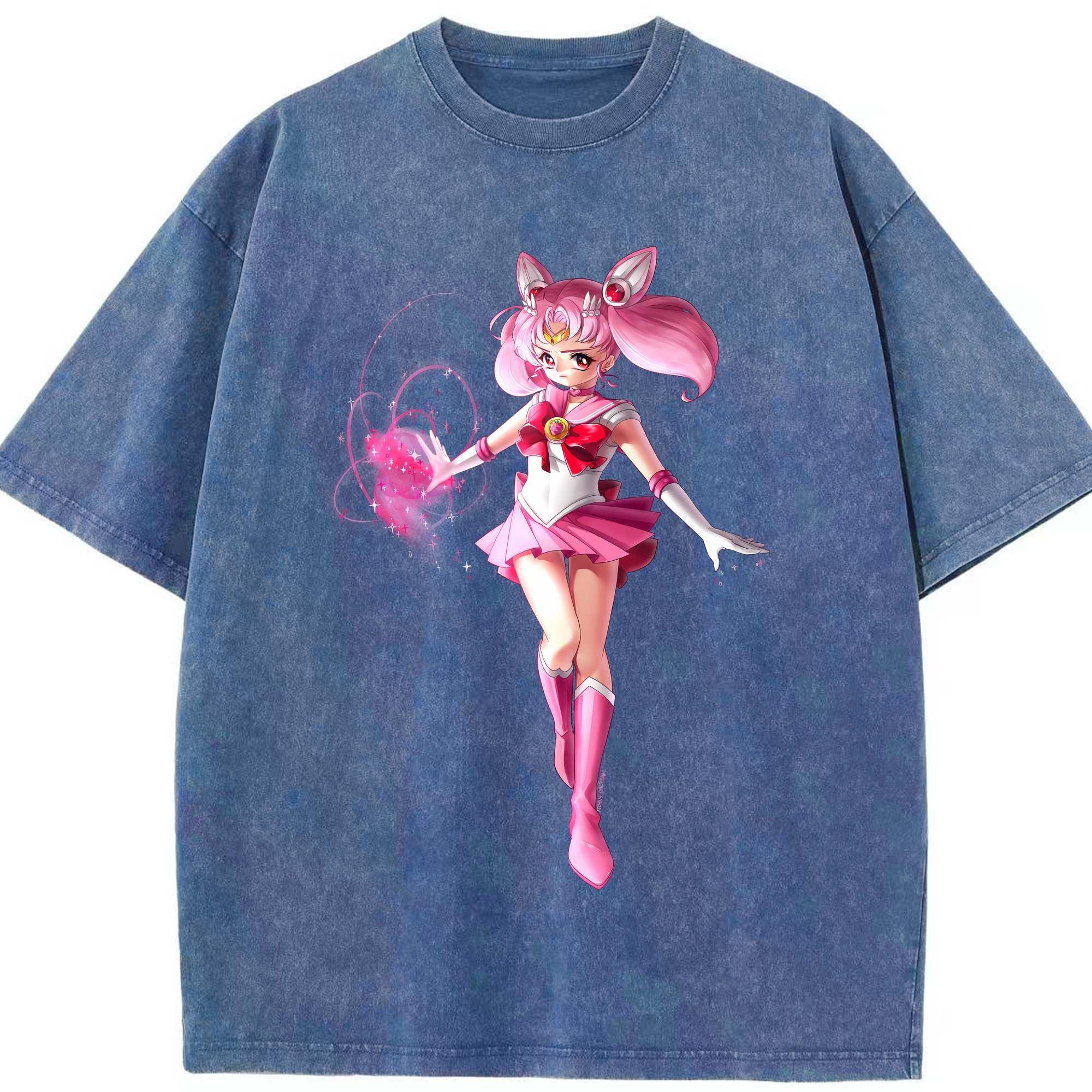 （画像用） 美少女戦士セーラームーン ちびうさ Sailor Moon Chibiusa Tsukino Usagi Small Lady Serenity 綿100% ヴィンテージ風 半袖Tシャツ（フロントプリント）