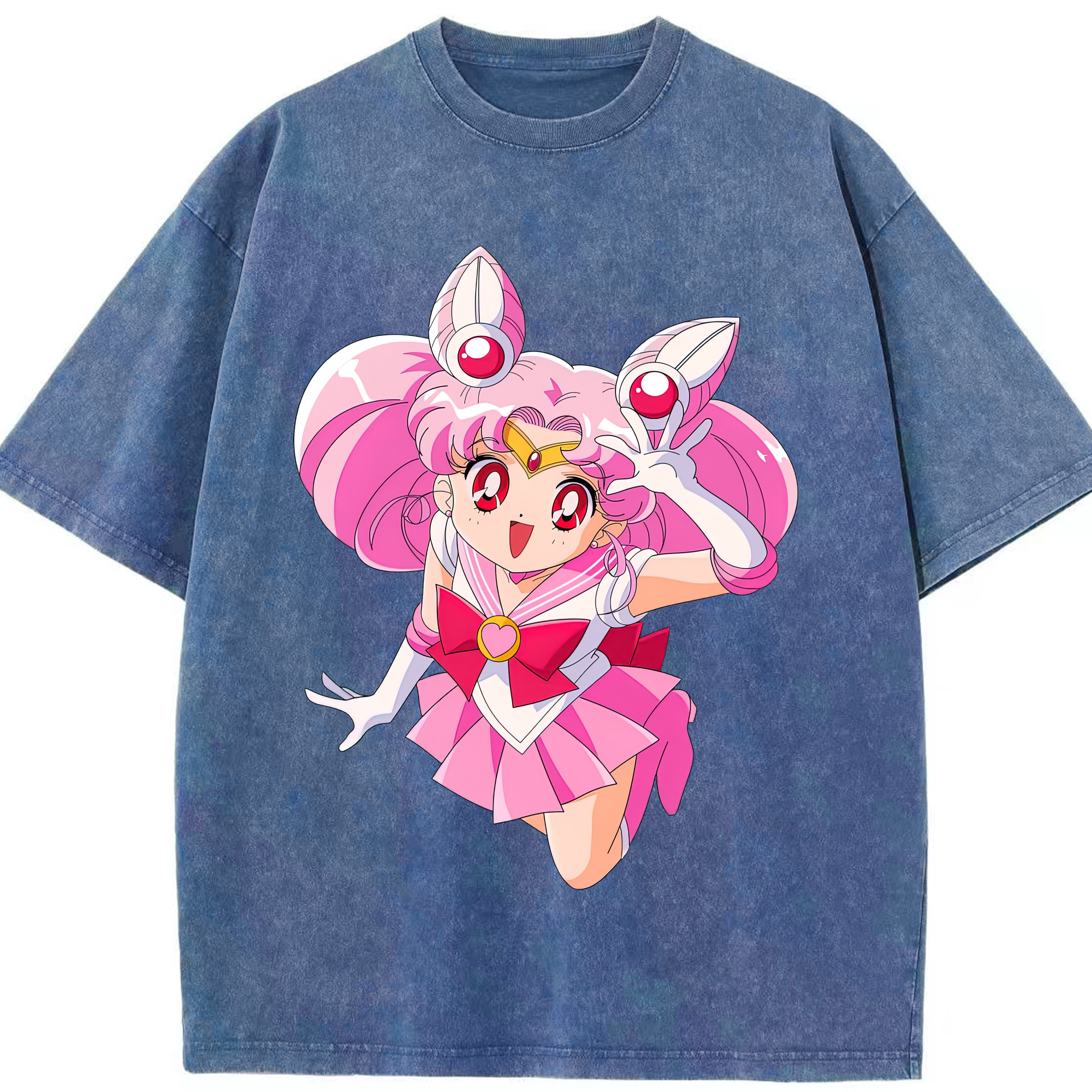（画像用） 美少女戦士セーラームーン ちびうさ Sailor Moon Chibiusa Tsukino Usagi Small Lady Serenity 綿100% ヴィンテージ風 半袖Tシャツ（フロントプリント）