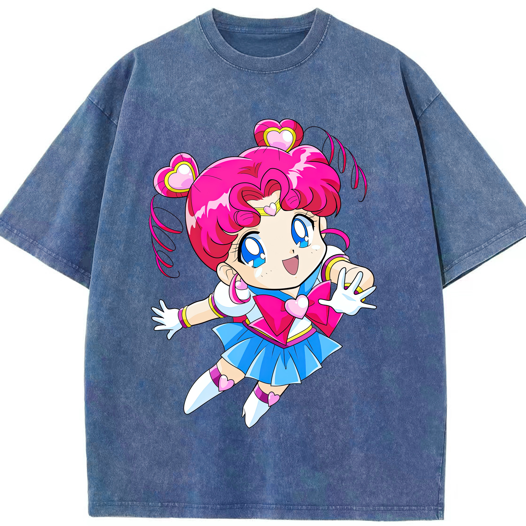 （画像用） 美少女戦士セーラームーン ちびうさ Sailor Moon Chibiusa Tsukino Usagi Small Lady Serenity 綿100% ヴィンテージ風 半袖Tシャツ（フロントプリント）
