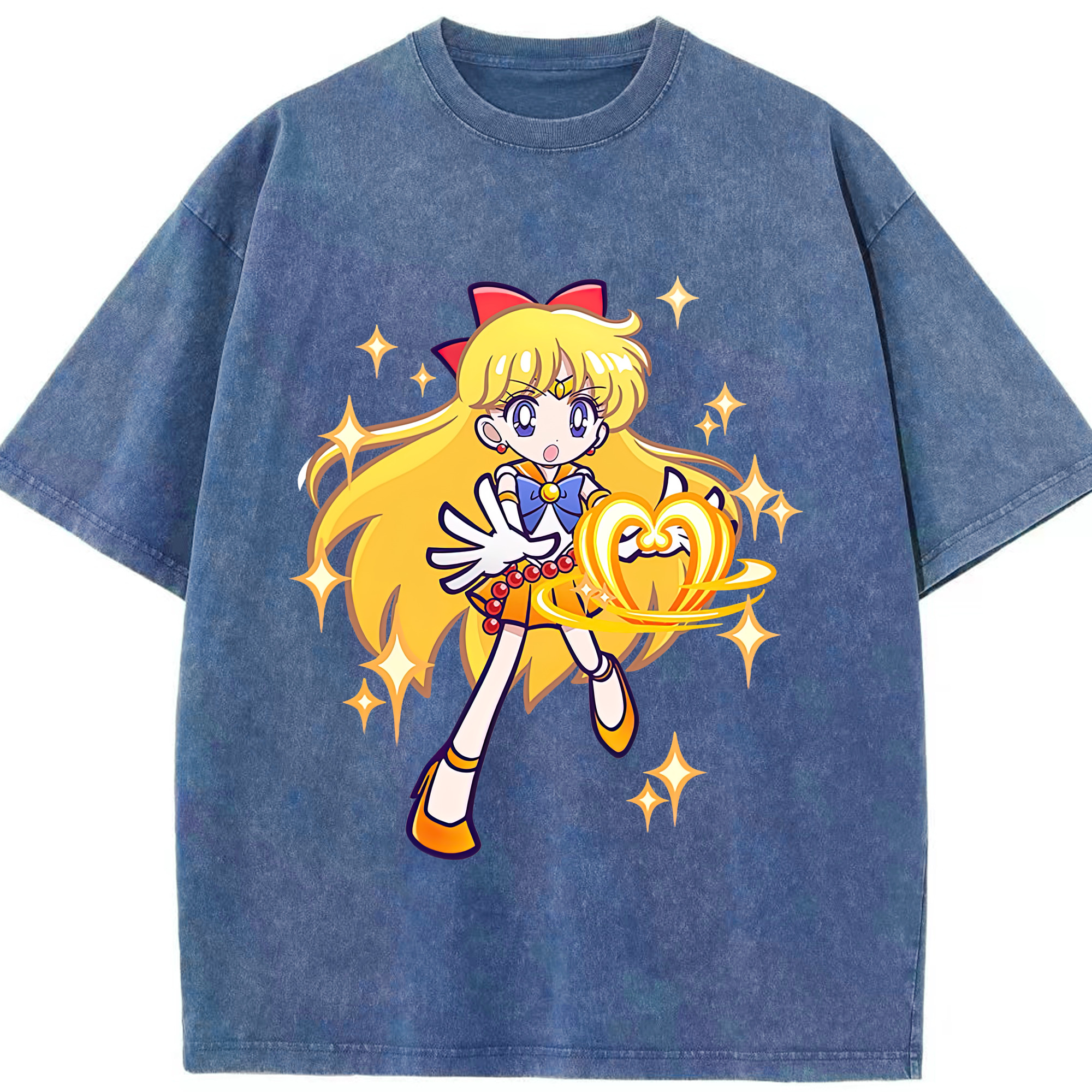（画像用） 美少女戦士セーラームーン 愛野 美奈子 あいの みなこ Sailor Moon Aino Minako 綿100% ヴィンテージ風 半袖Tシャツ（フロントプリント）