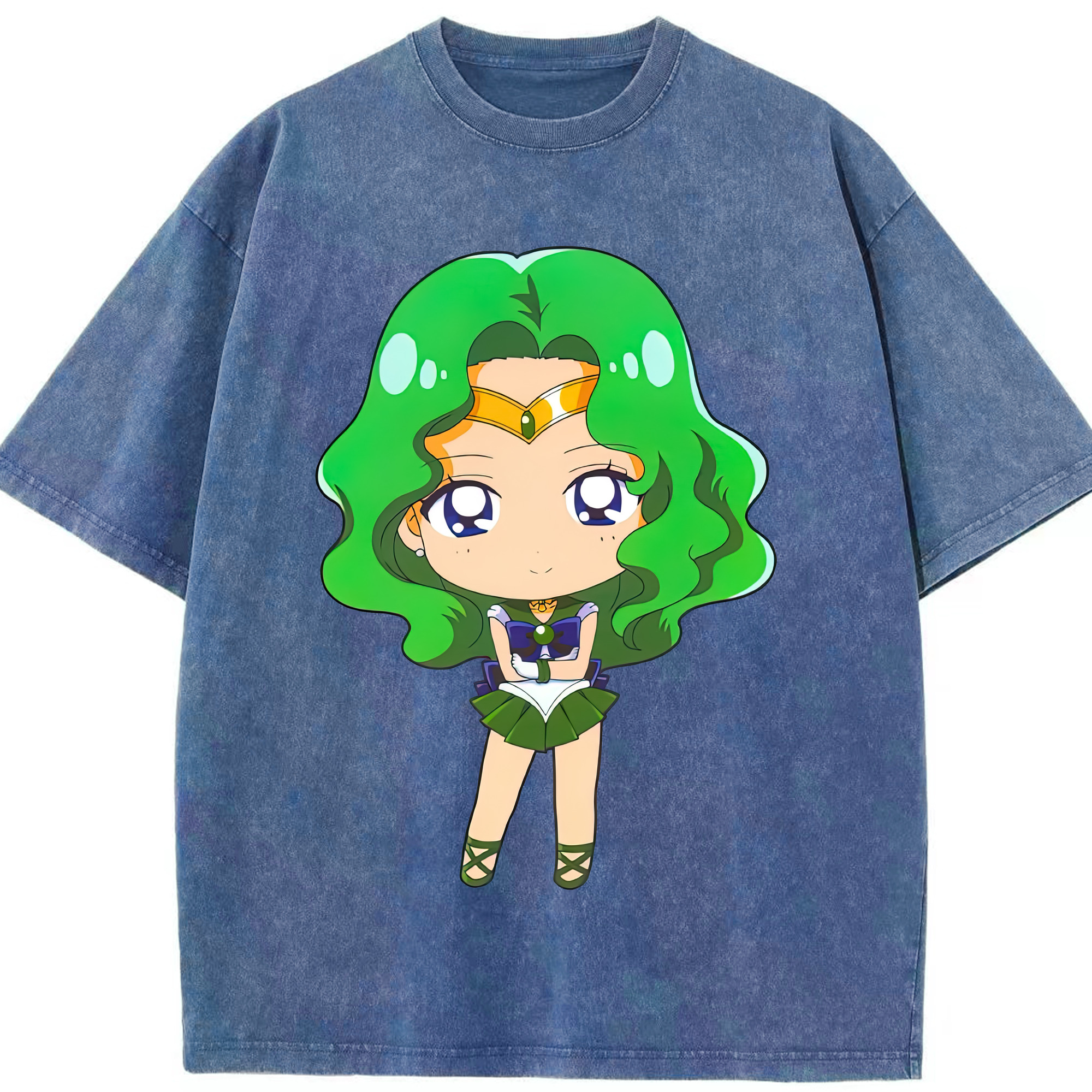 （画像用） 美少女戦士セーラームーン 海王 みちる（かいおう みちる） Sailor Moon Kaiou Michiru 綿100% ヴィンテージ風 半袖Tシャツ（フロントプリント）
