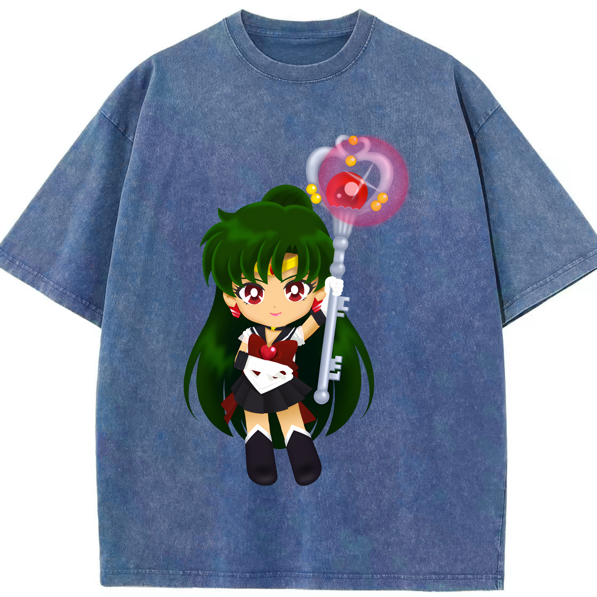 （画像用） 美少女戦士セーラームーン 冥王せつな Sailor Moon Meiou Setsuna 綿100% ヴィンテージ風 半袖Tシャツ（フロントプリント）