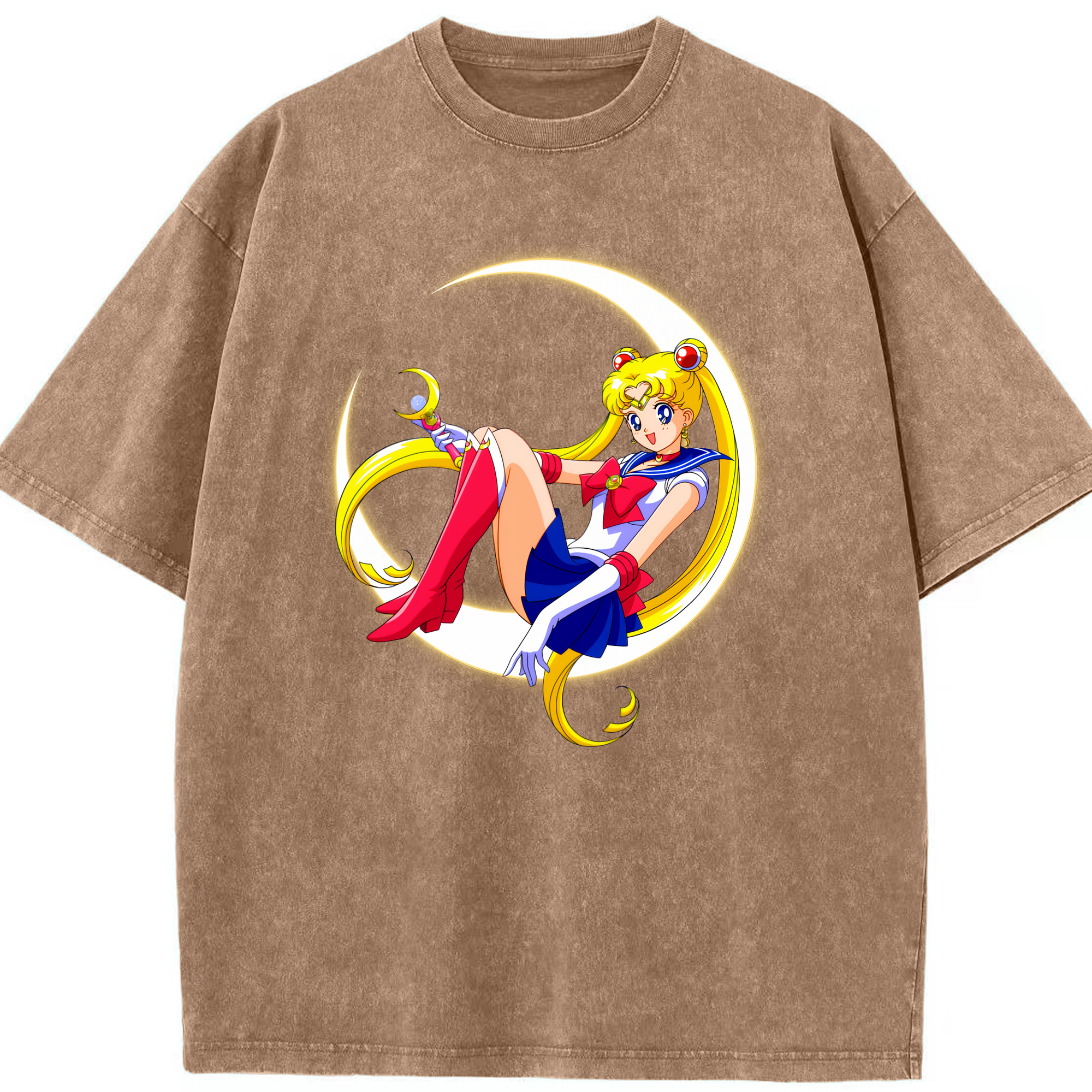 （画像用） 美少女戦士セーラームーン 月野 うさぎ つきの うさぎ Sailor Moon Tsukino Usagi 綿100% ヴィンテージ風 半袖Tシャツ（フロントプリント）