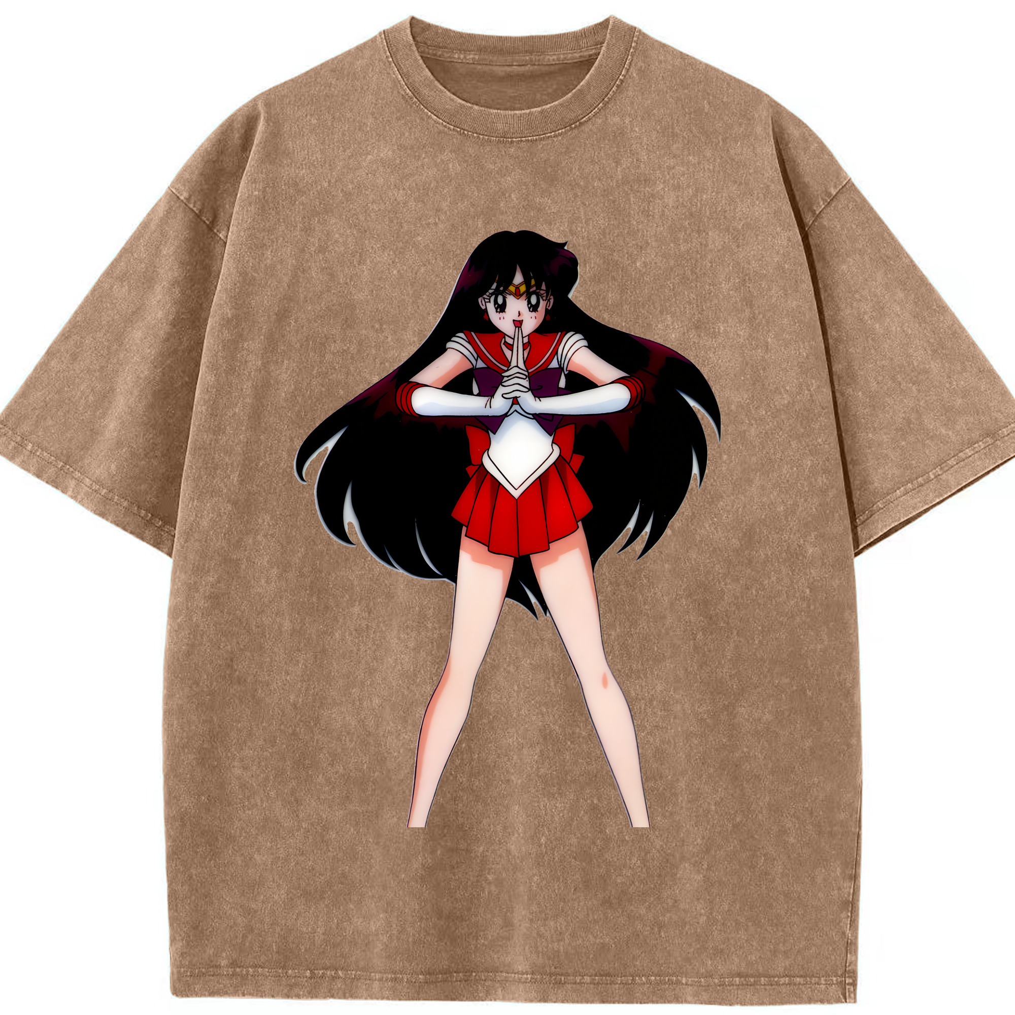 （画像用） 美少女戦士セーラームーン 火野レイ ひの レイ Sailor Moon Hino Rei （セーラーマーズ,Sailor Mars） 綿100% ヴィンテージ風 半袖Tシャツ（フロントプリント）