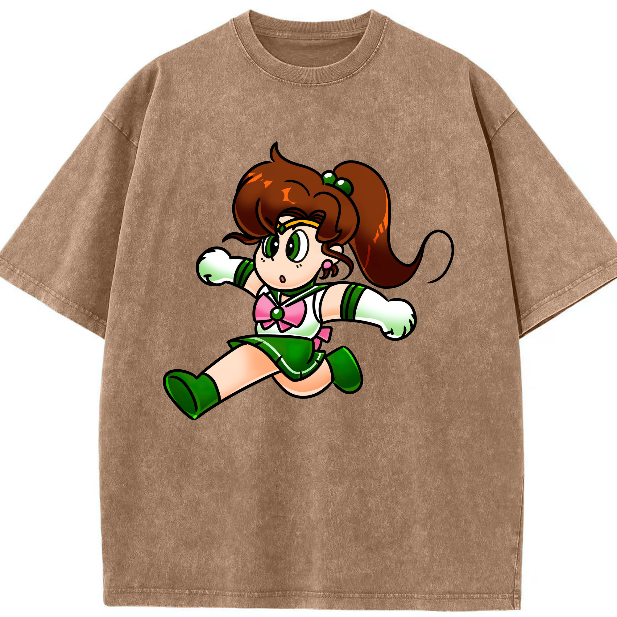 （画像用） 美少女戦士セーラームーン 木野 まこと きの まこと Sailor Moon Kino Makoto （セーラージュピター；Sailor Jupiter） 綿100% ヴィンテージ風 半袖Tシャツ（フロントプリント）
