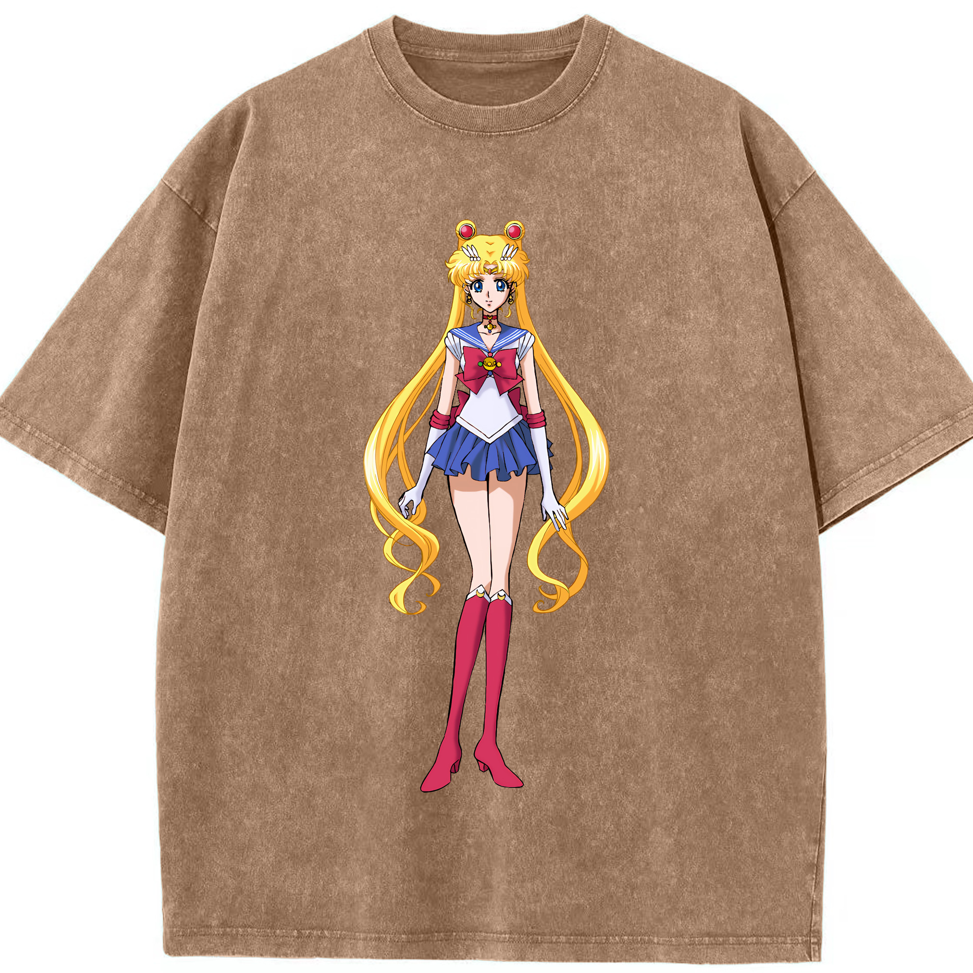 （画像用） 美少女戦士セーラームーン 月野 うさぎ つきの うさぎ Sailor Moon Tsukino Usagi 綿100% ヴィンテージ風 半袖Tシャツ（フロントプリント）