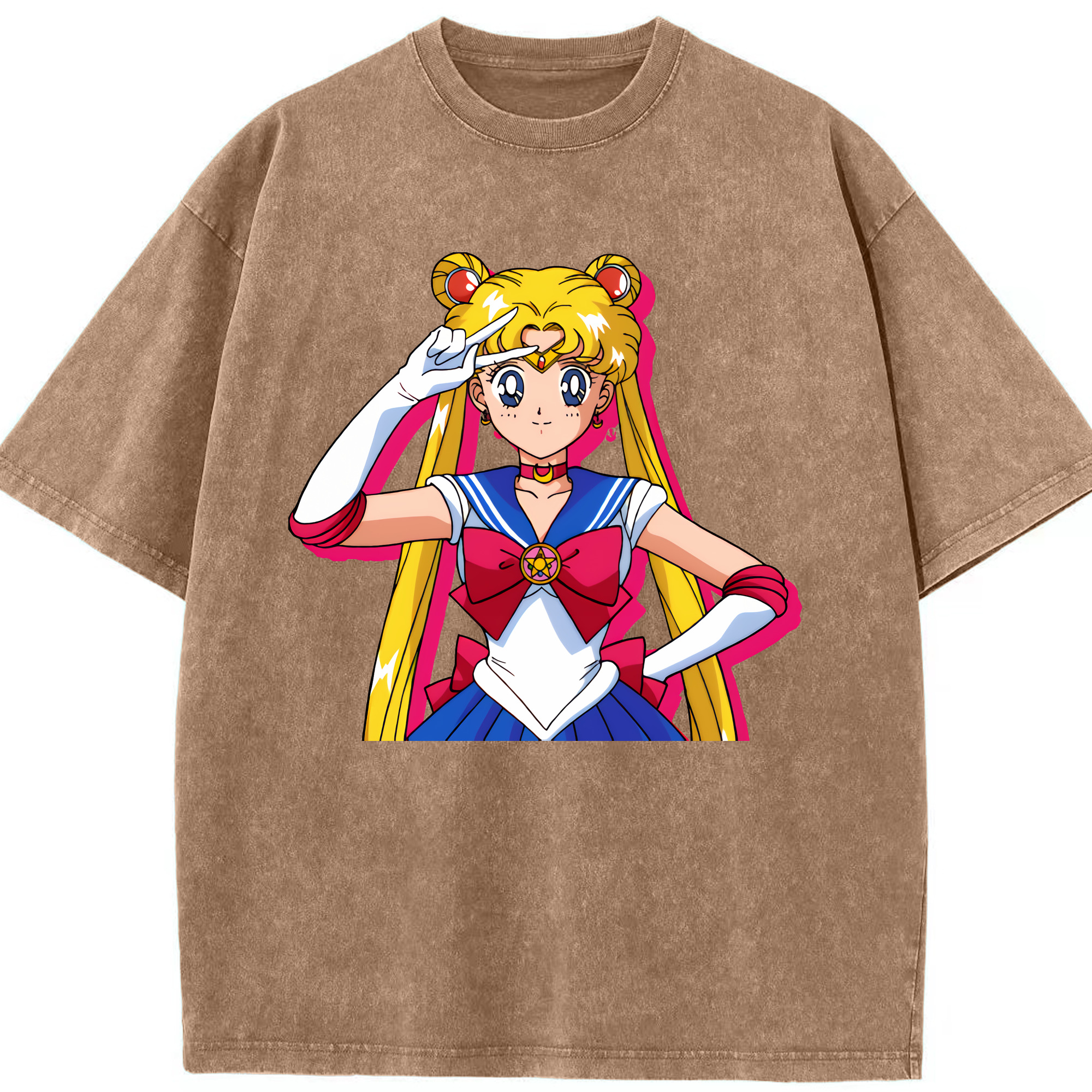 （画像用） 美少女戦士セーラームーン 月野 うさぎ つきの うさぎ Sailor Moon Tsukino Usagi 綿100% ヴィンテージ風 半袖Tシャツ（フロントプリント）