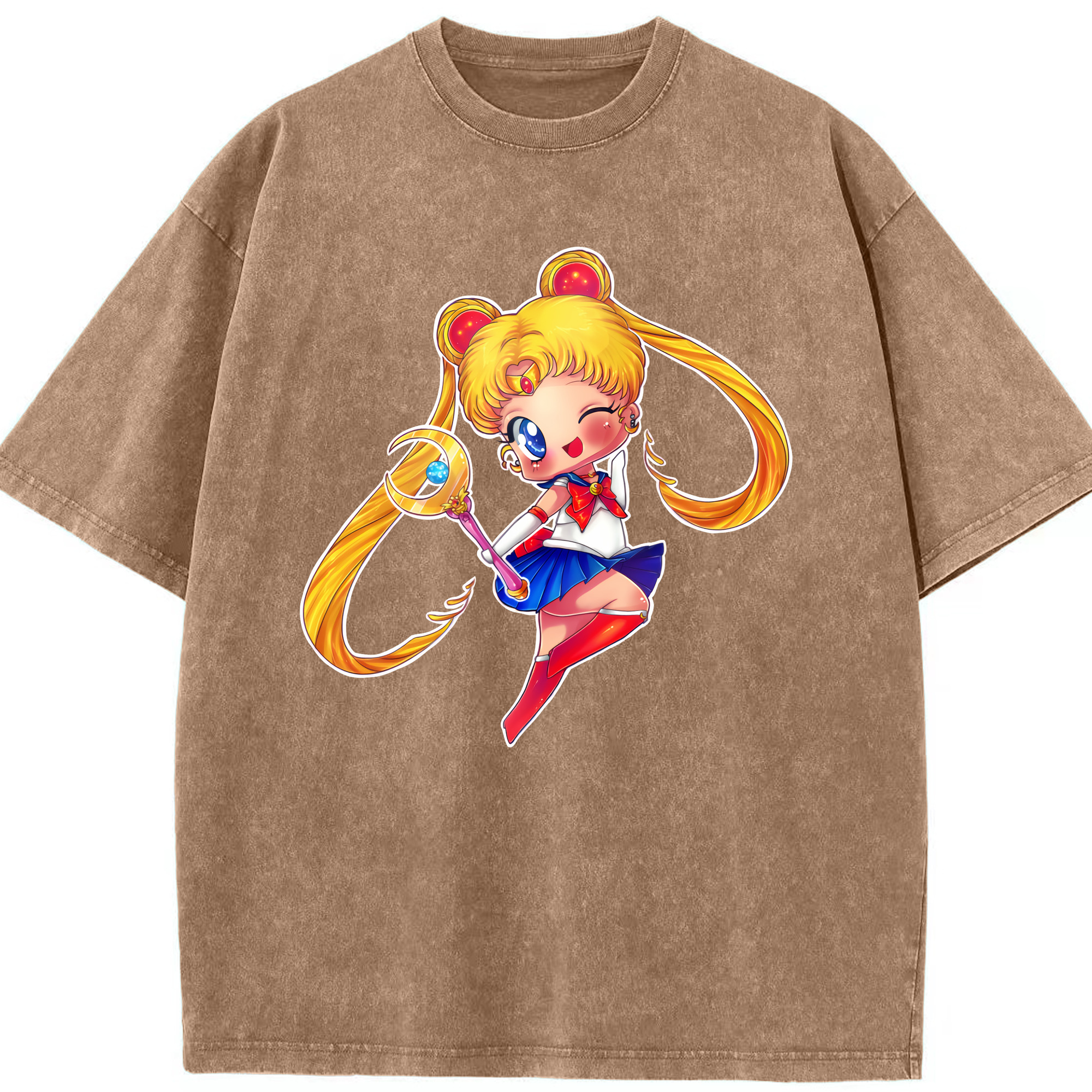 （画像用） 美少女戦士セーラームーン 月野 うさぎ つきの うさぎ Sailor Moon Tsukino Usagi 綿100% ヴィンテージ風 半袖Tシャツ（フロントプリント）